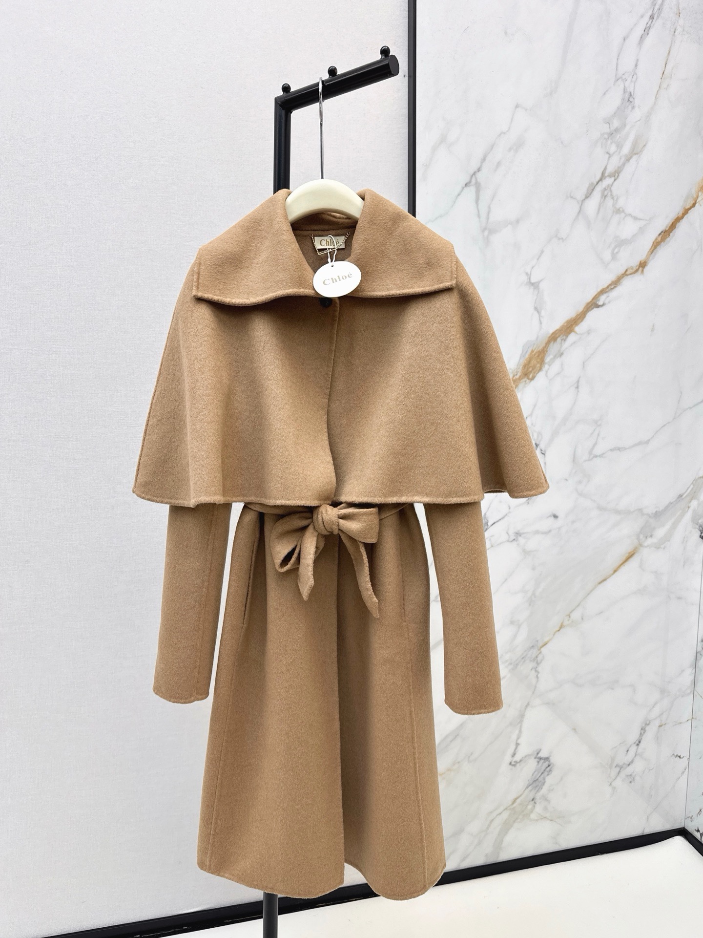 Chol 26fw detachable woolen cape overcoats