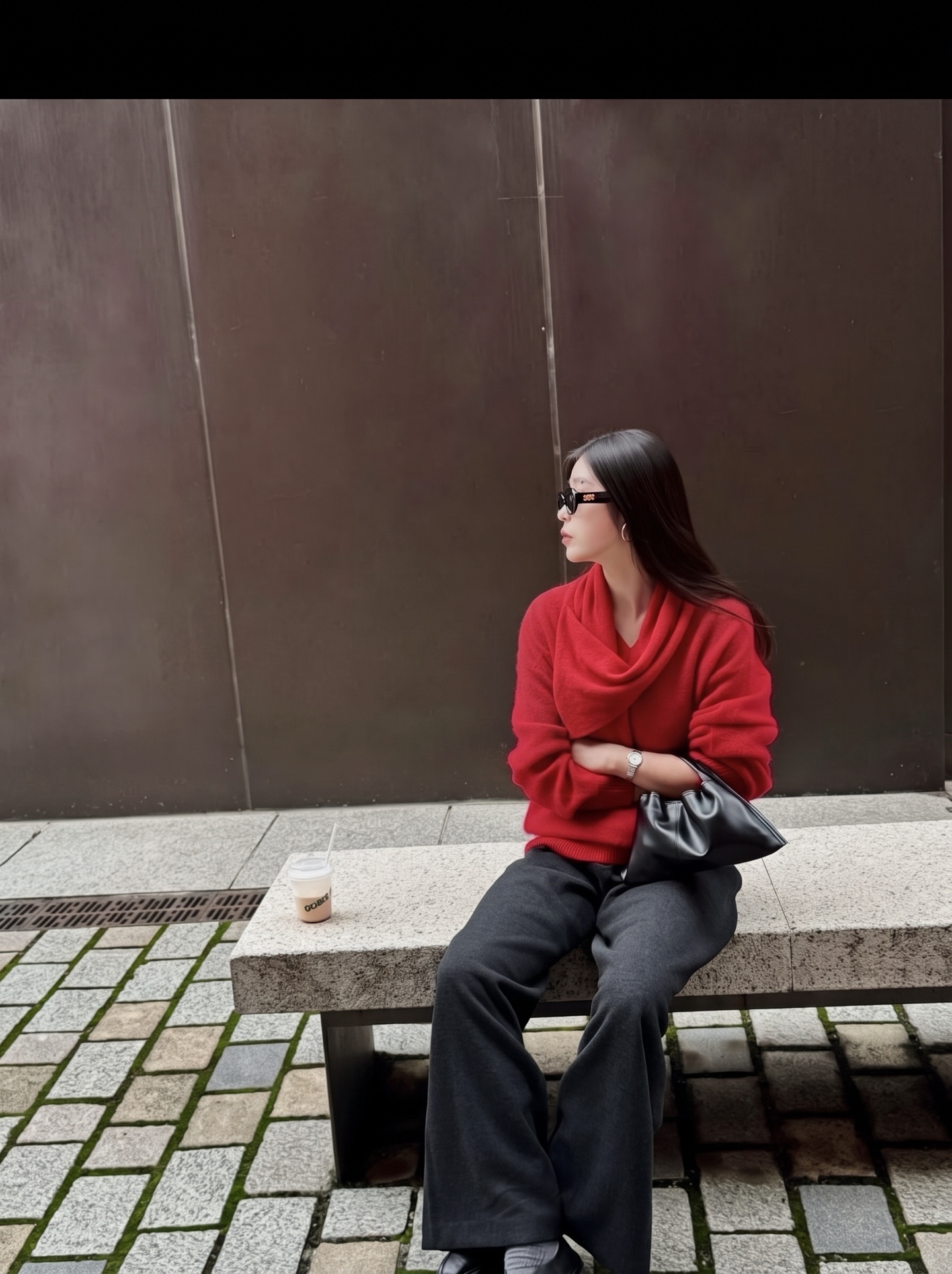 Row 26fw draped scarf-neck knit sweater