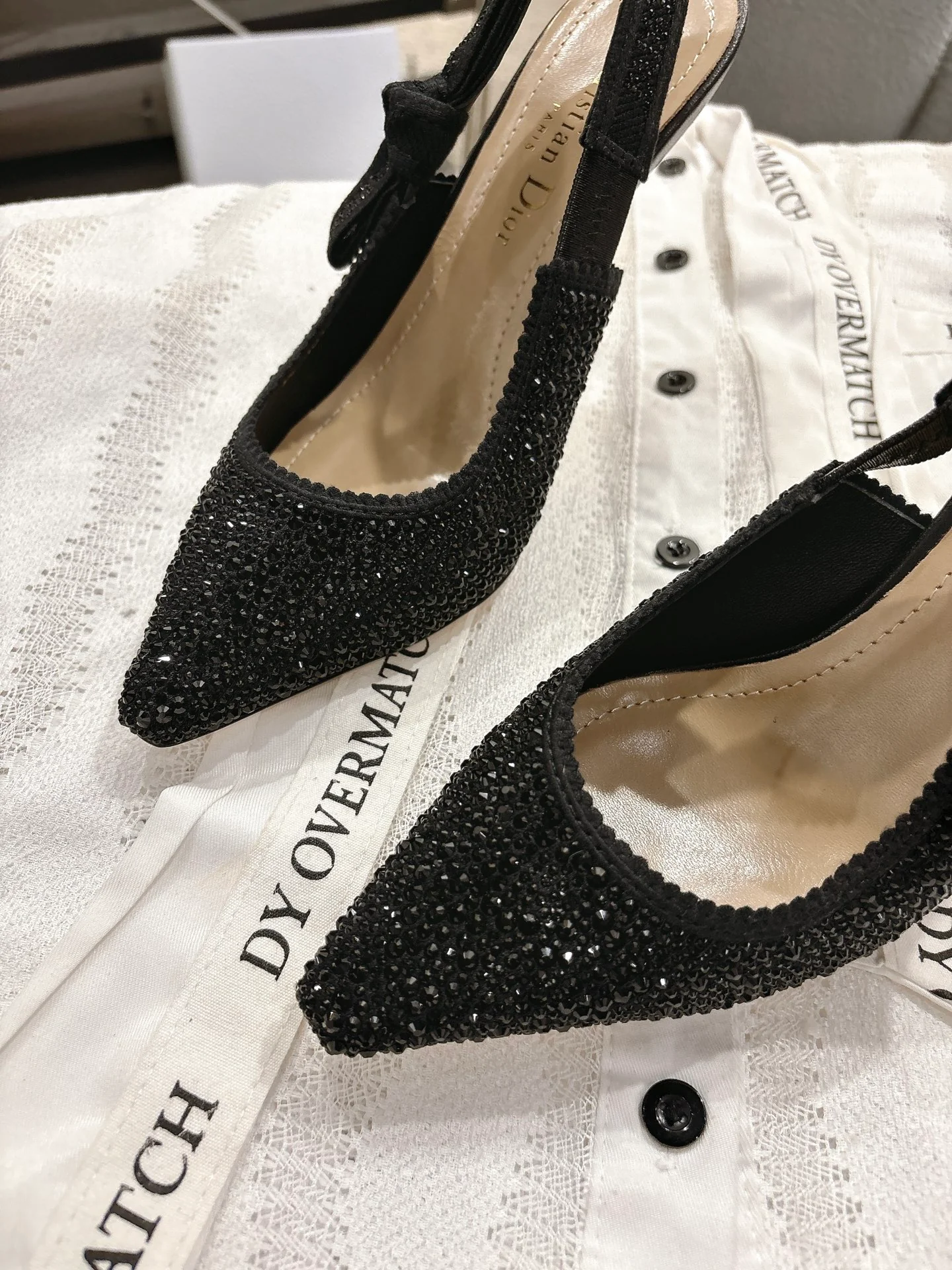 CD 25fw rhinestone slingback heels