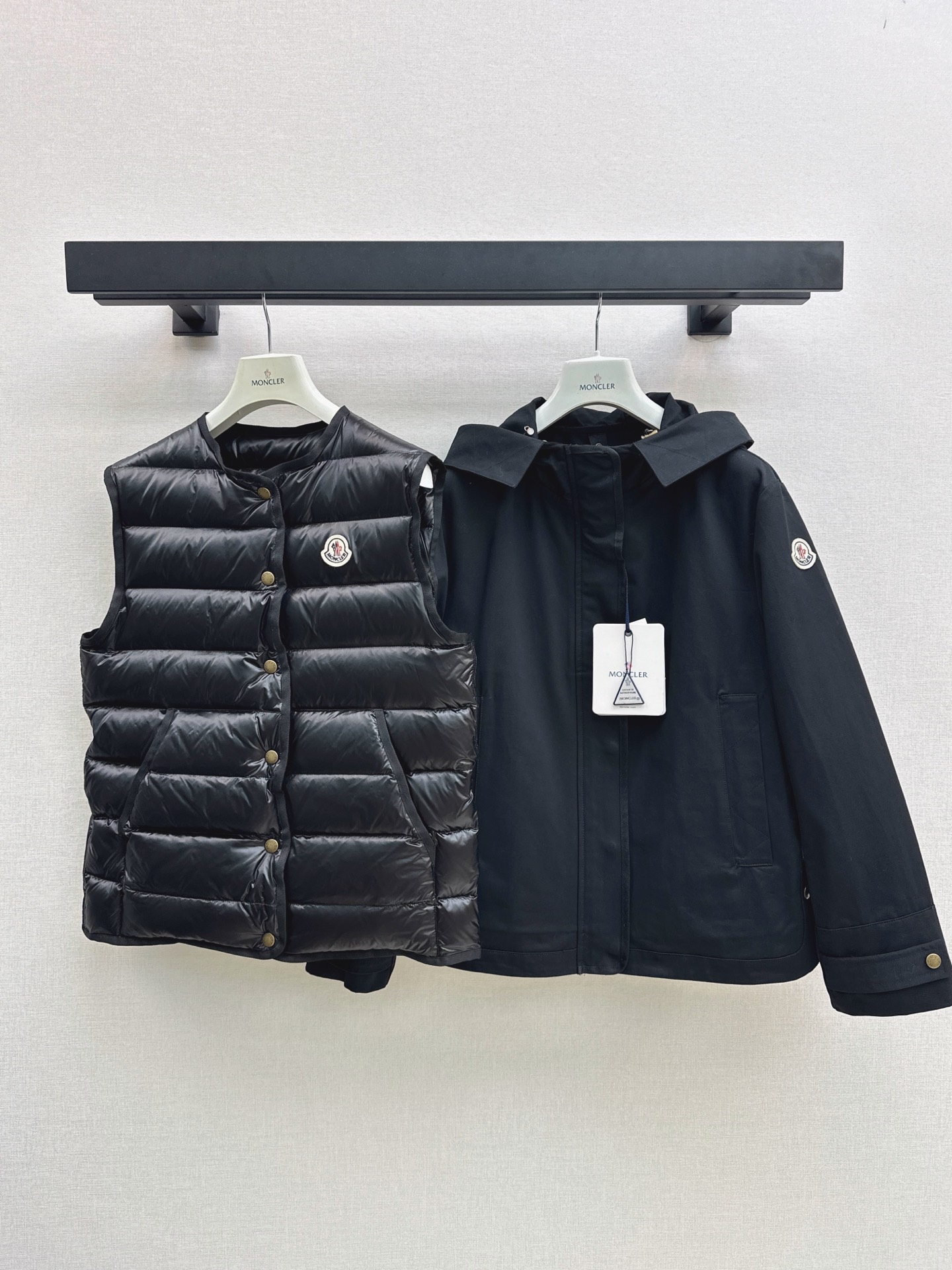 Monc 26fw down vest hooded trench coats sets