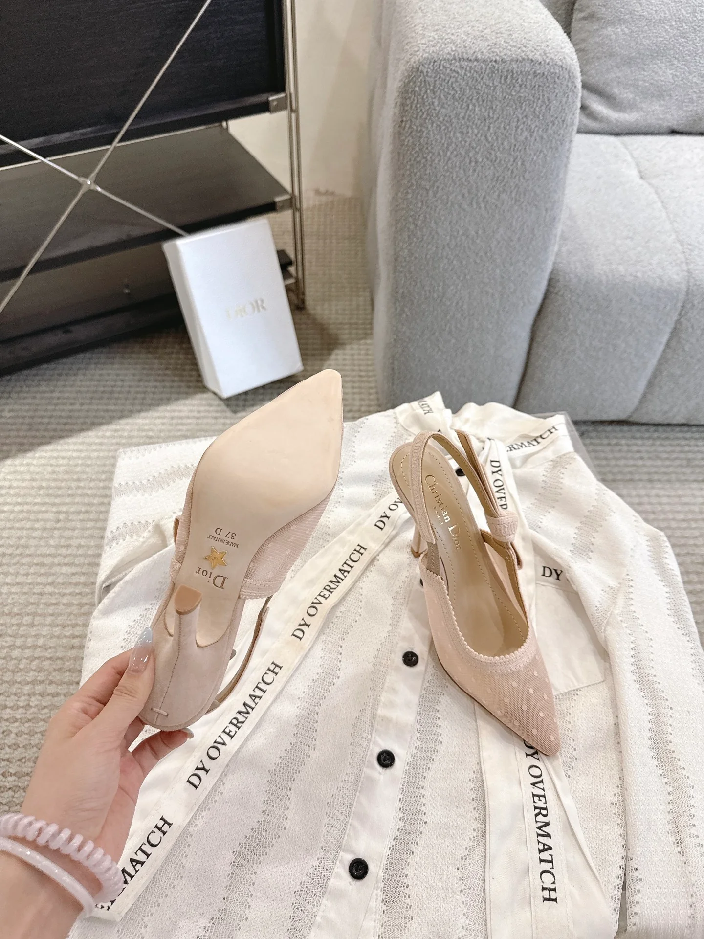 CD 25fw mesh slingback heels