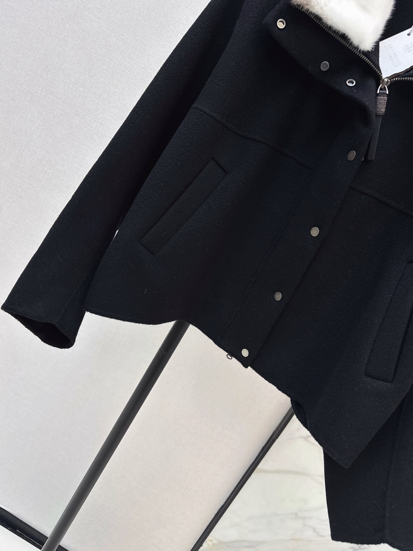 Brun 26fw fur-trim wool jacket