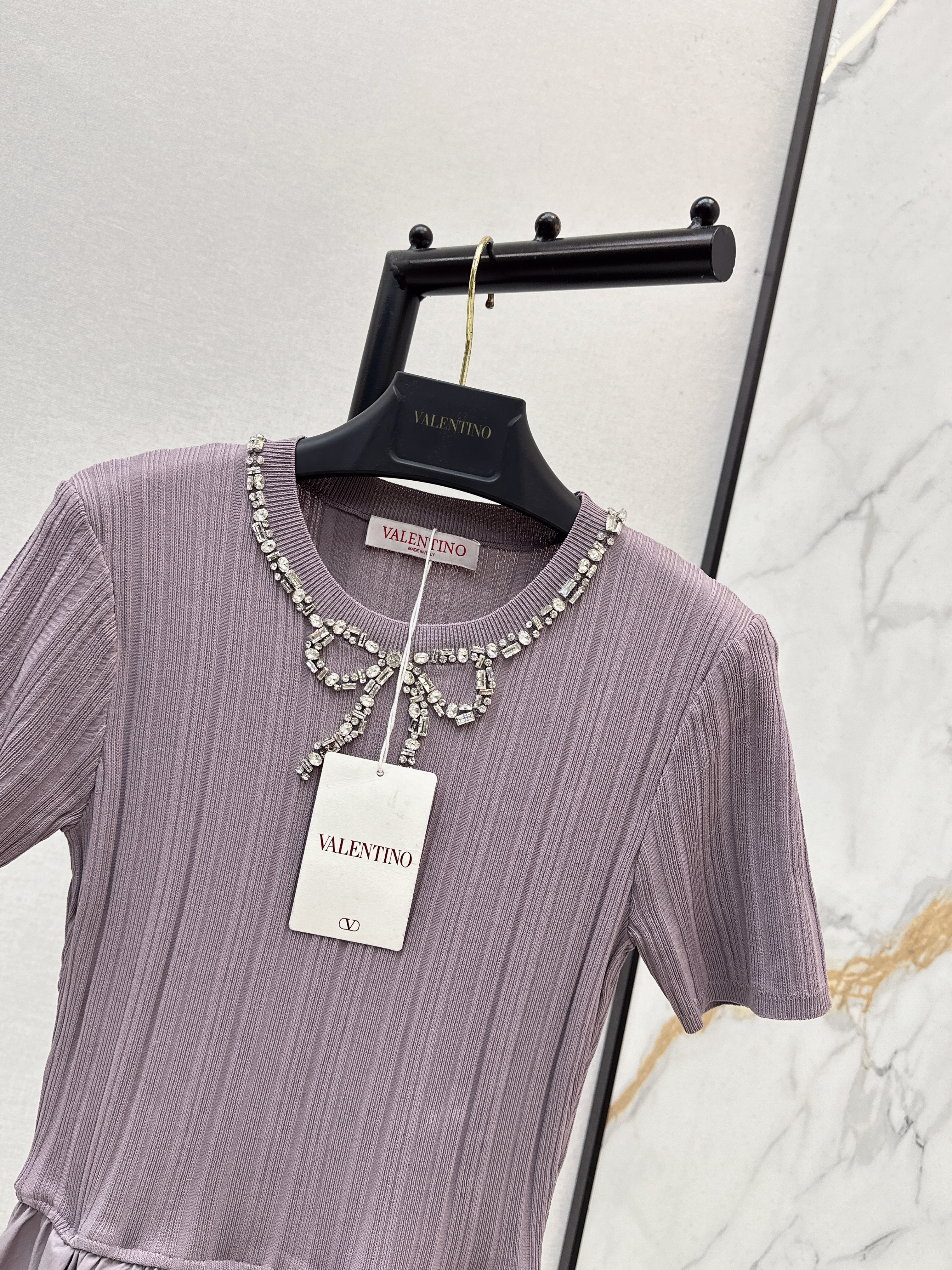 Valen 26ss beading knit contract dress