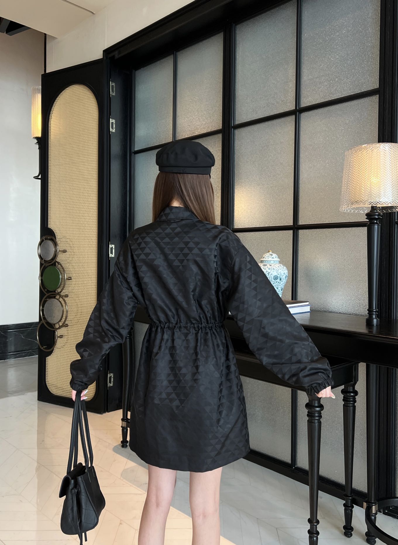 Pra 26fw drawsting zipper trench coats