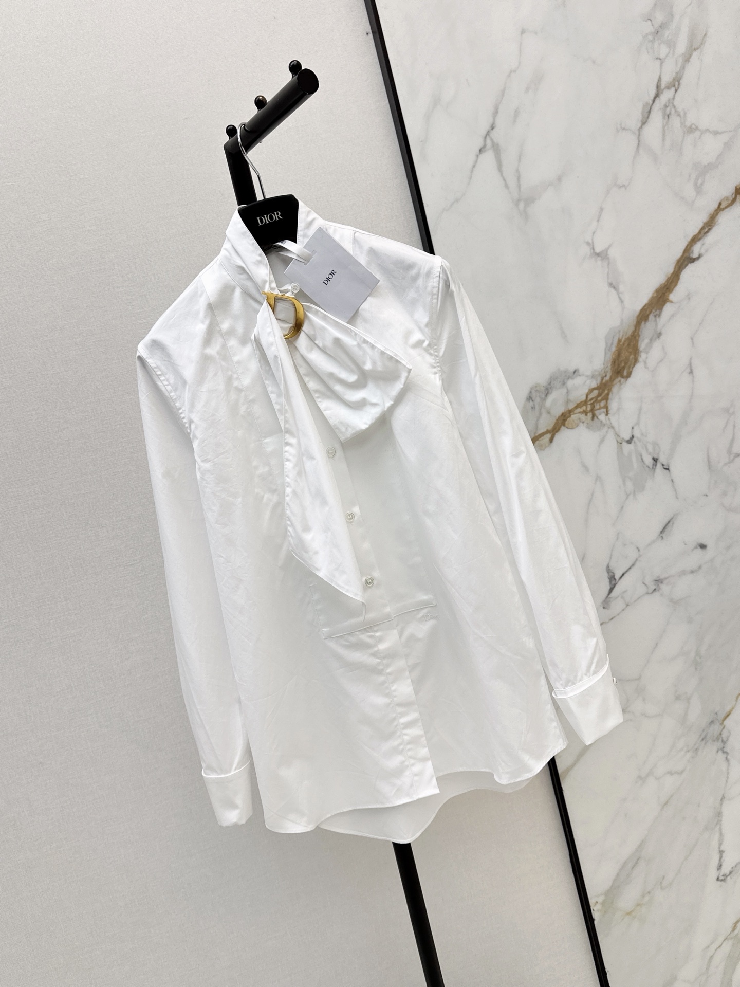 CD 26fw Ring-Detail Tie-Neck Shirt