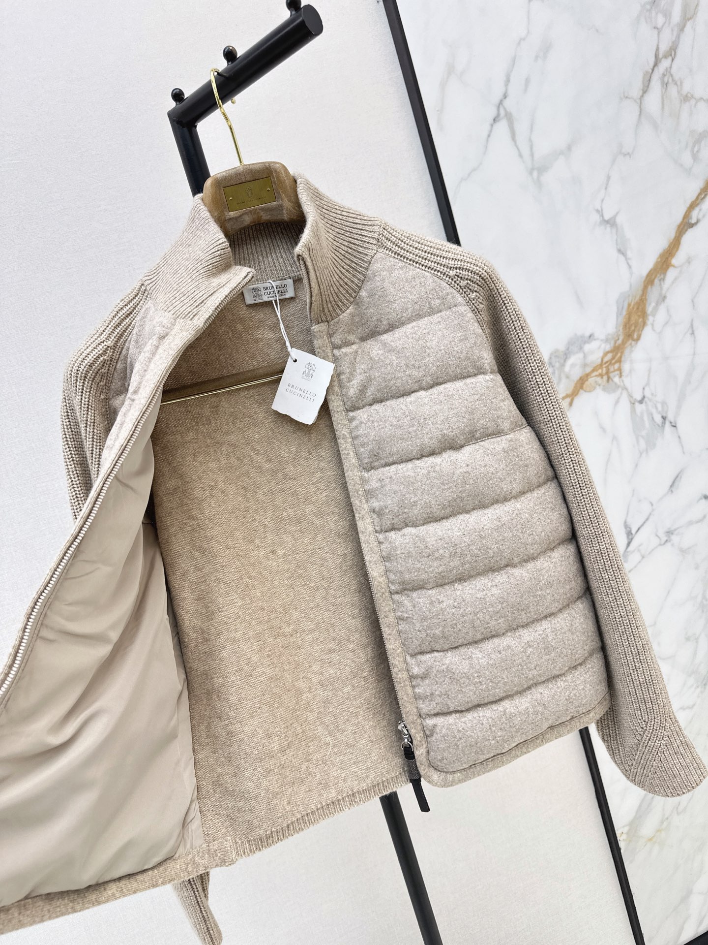 Brun 26fw knit contract down jacket