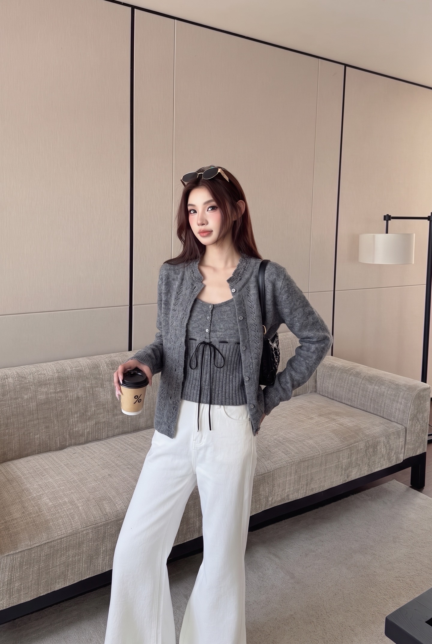 ES 26fw wool knit vest cardigan sets