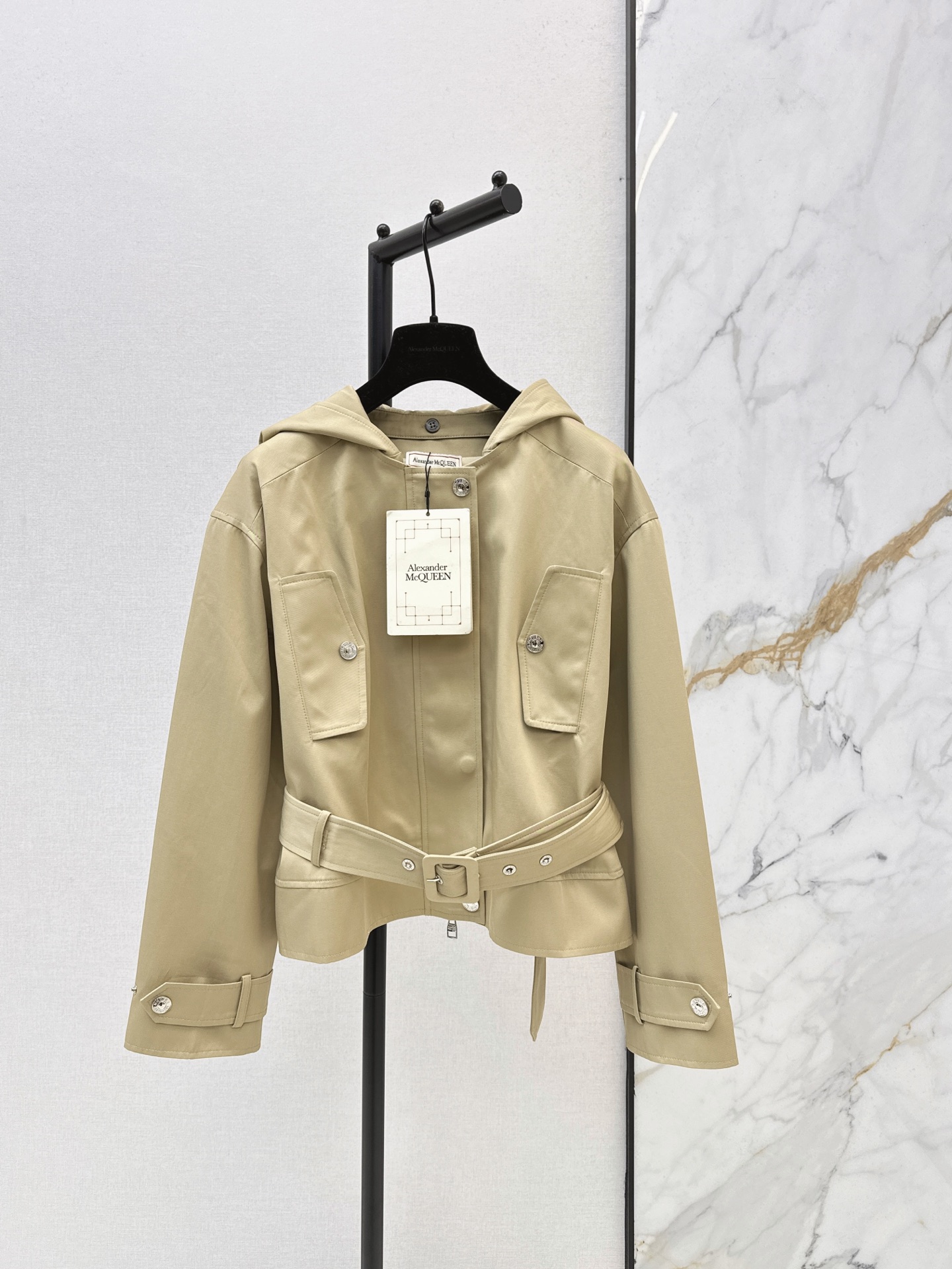 McQ 26fw hooded cropped trench coat