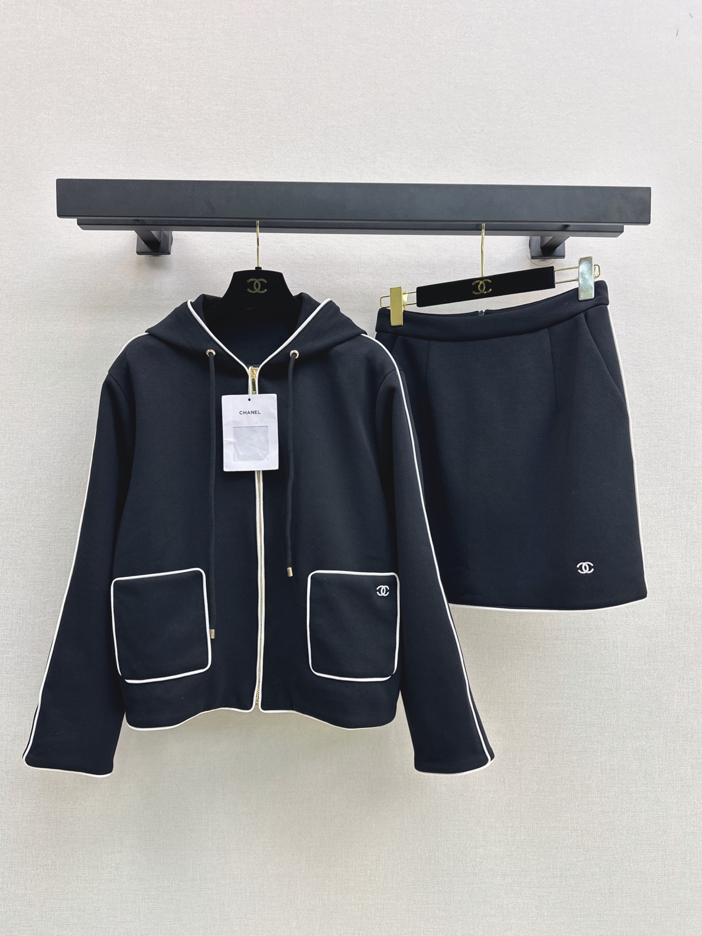 Chan 26fw hooded jacket skirt sets