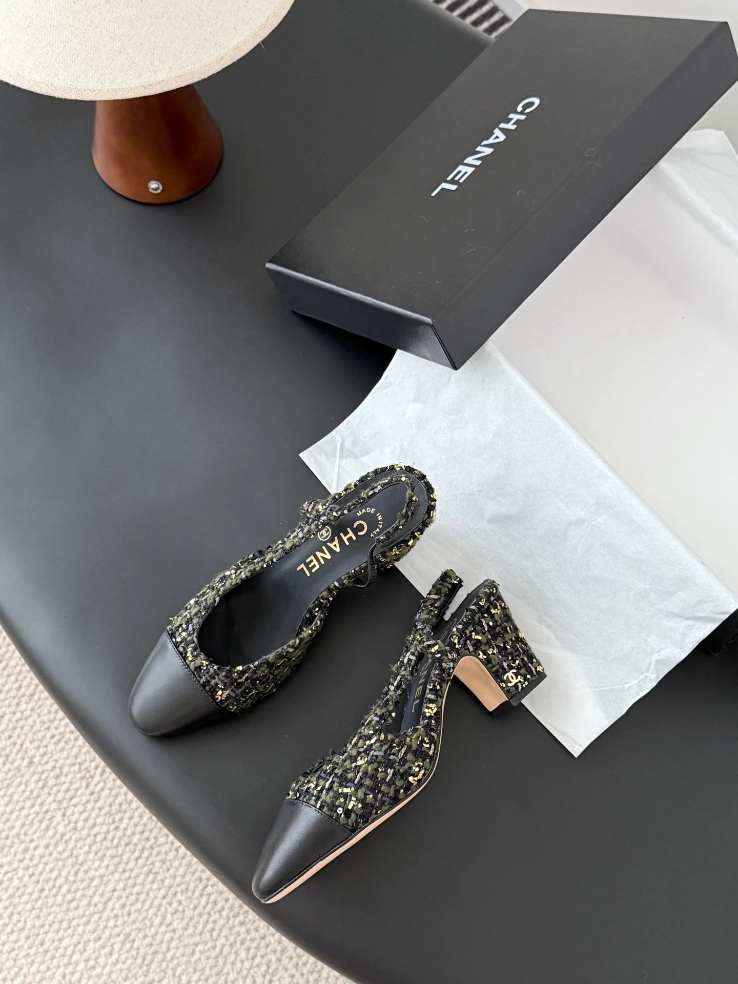 Chan 25fw slingback chunky heels