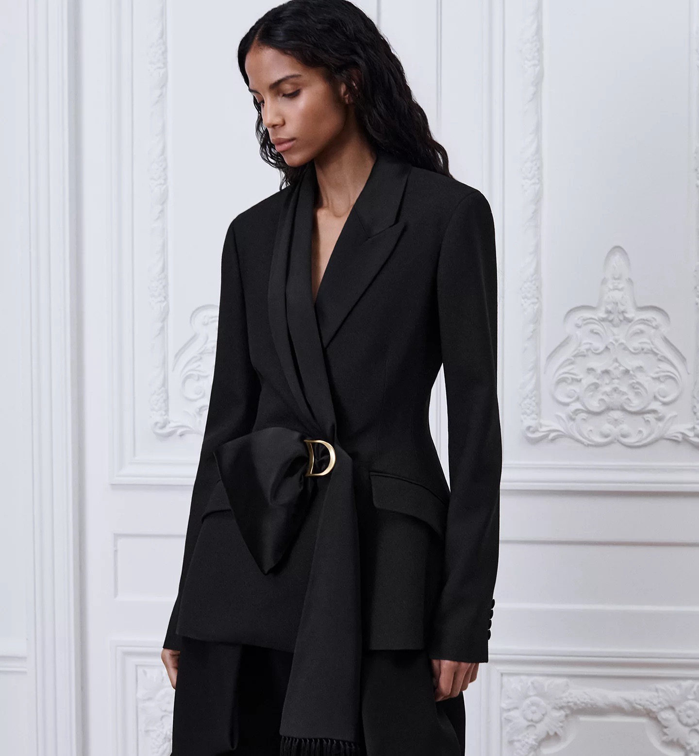 CD 26fw blazer with fringed sash belt