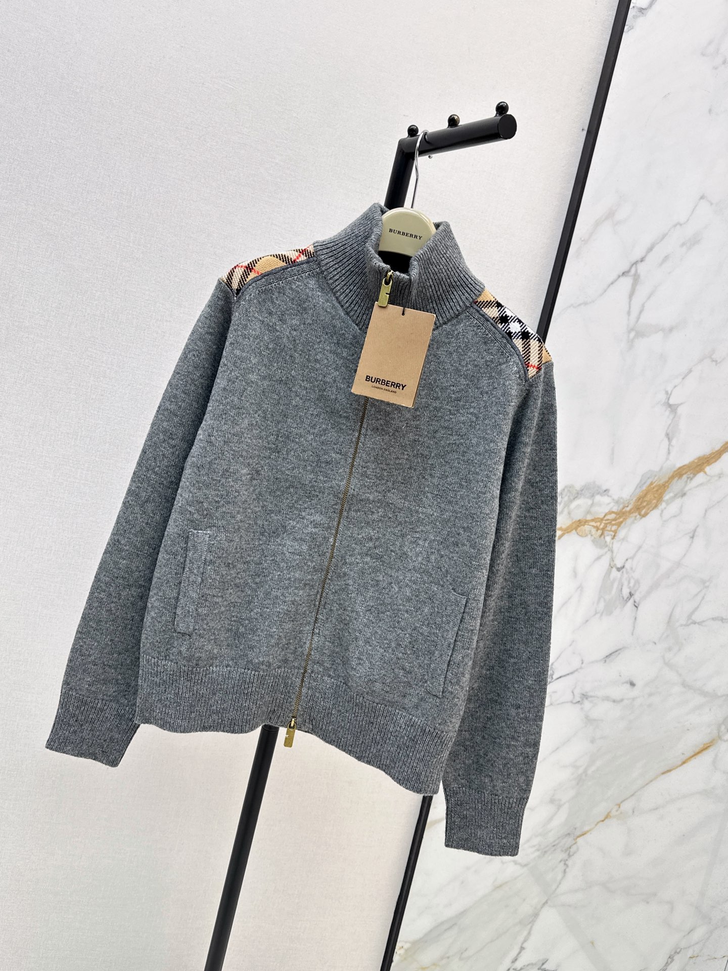 Burb 26fw check contract zipper jacket