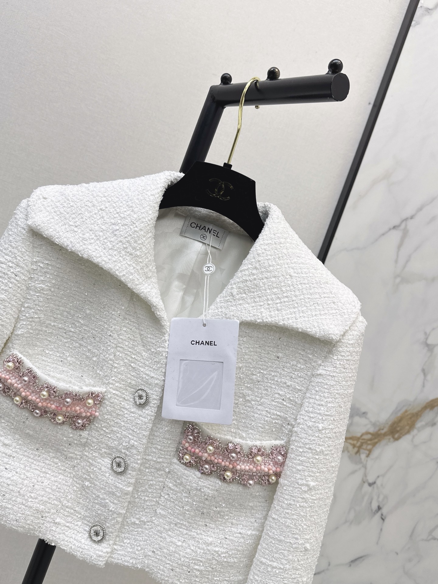 Chan 26fw cropped woven tweed jacket