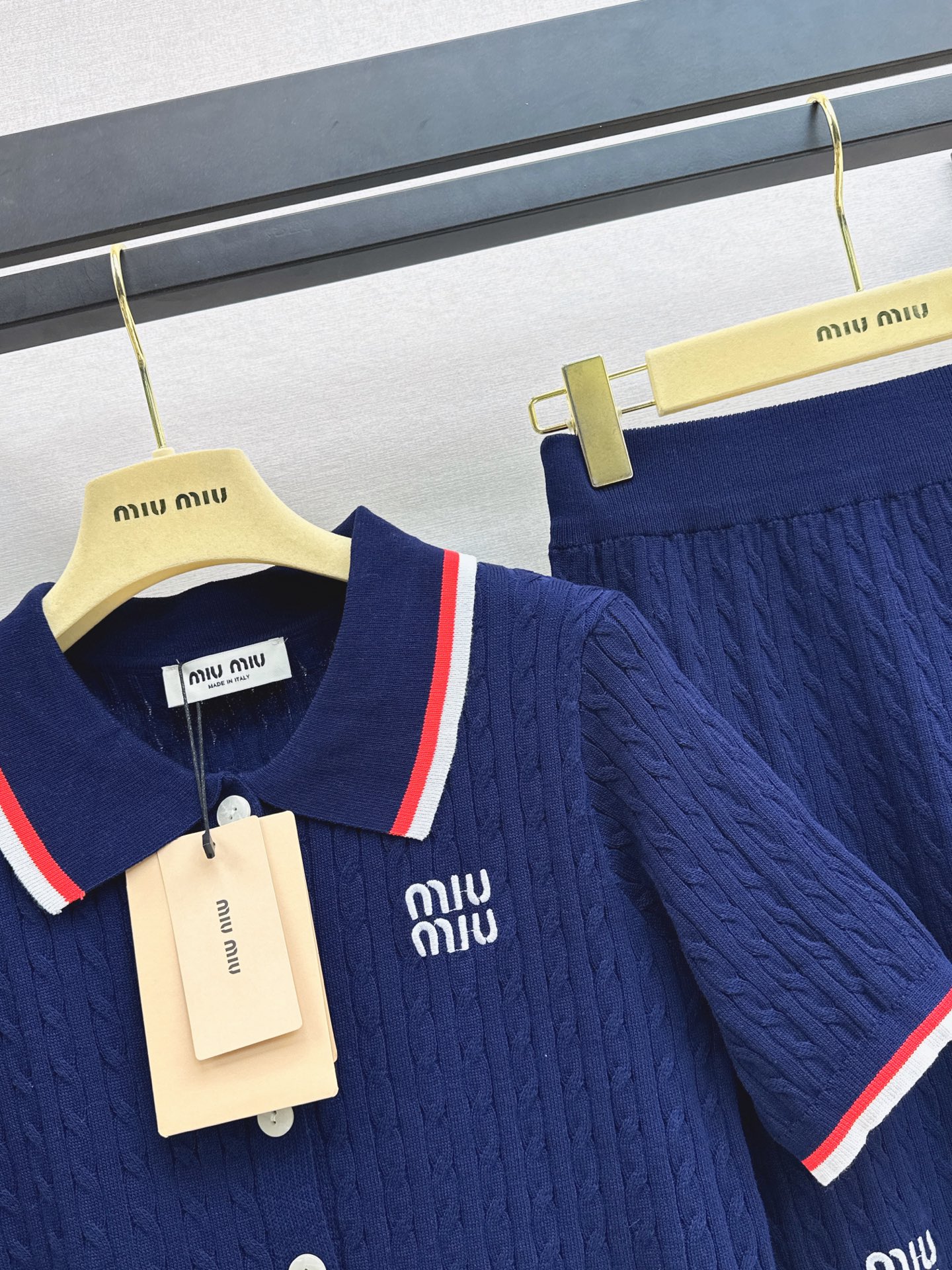 Miu 26fw knit polo skirt sets