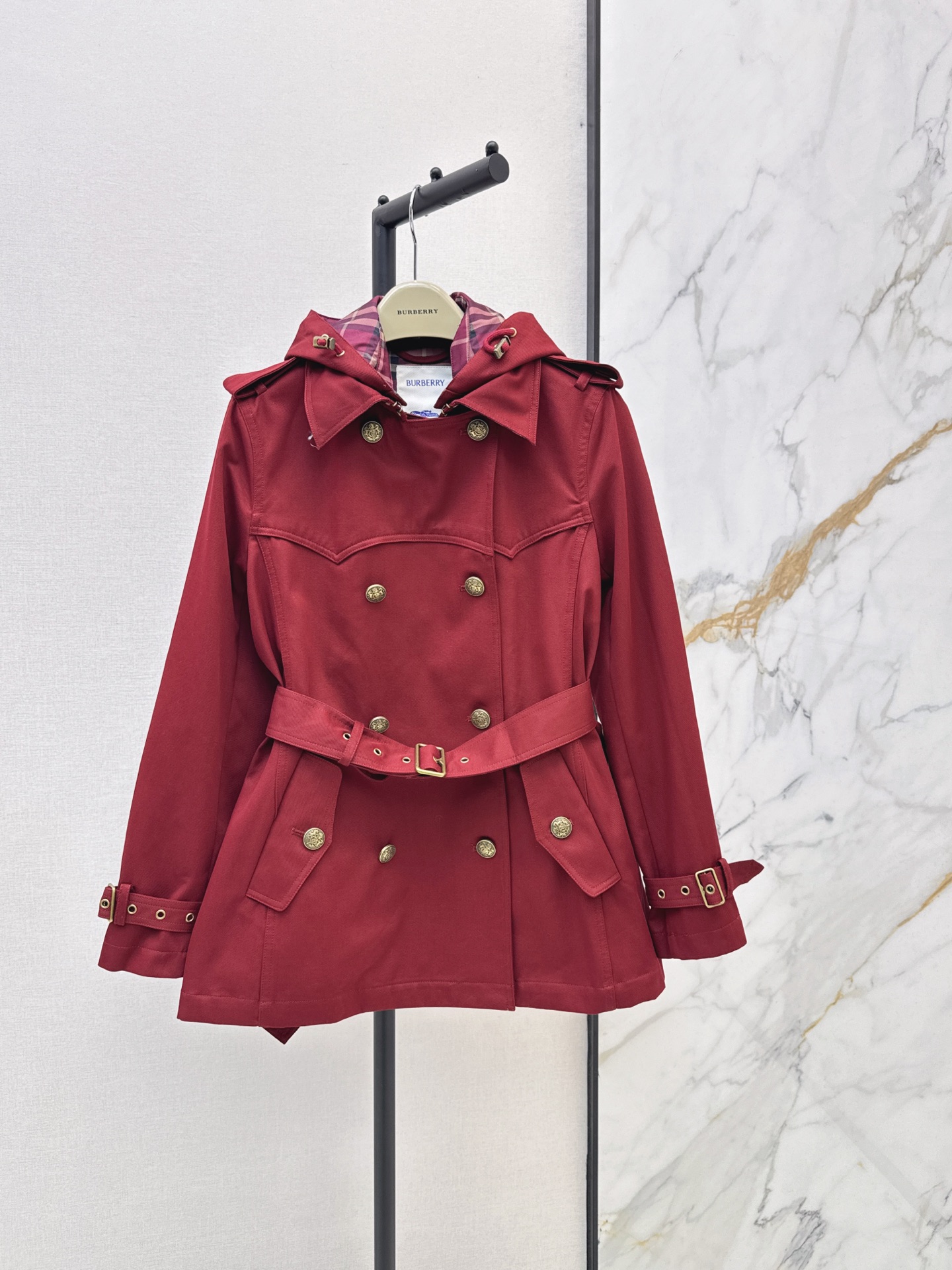 Bur 26fw hooded cropped trench coats