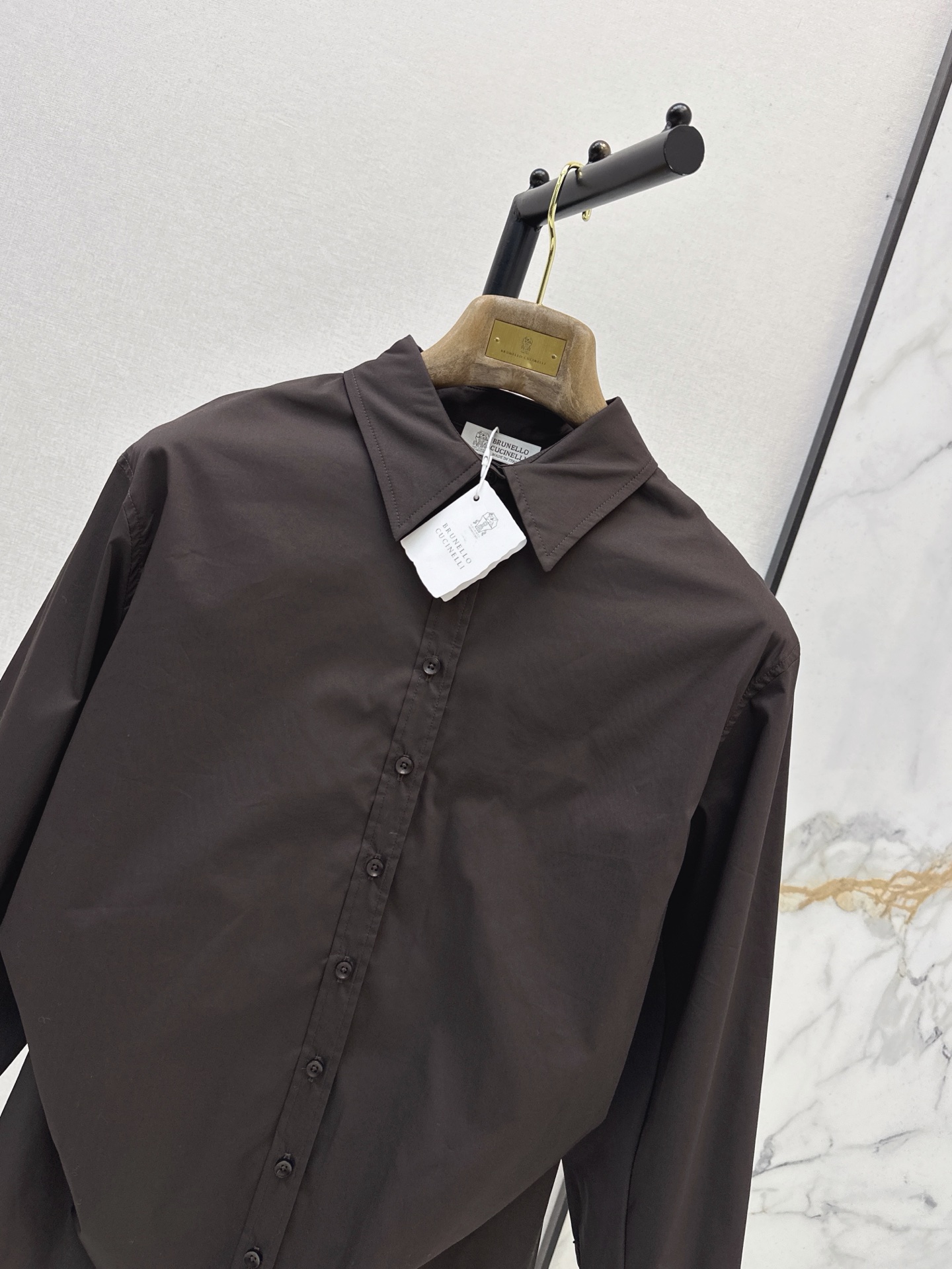 Brun 26fw asymmetric layered shirt