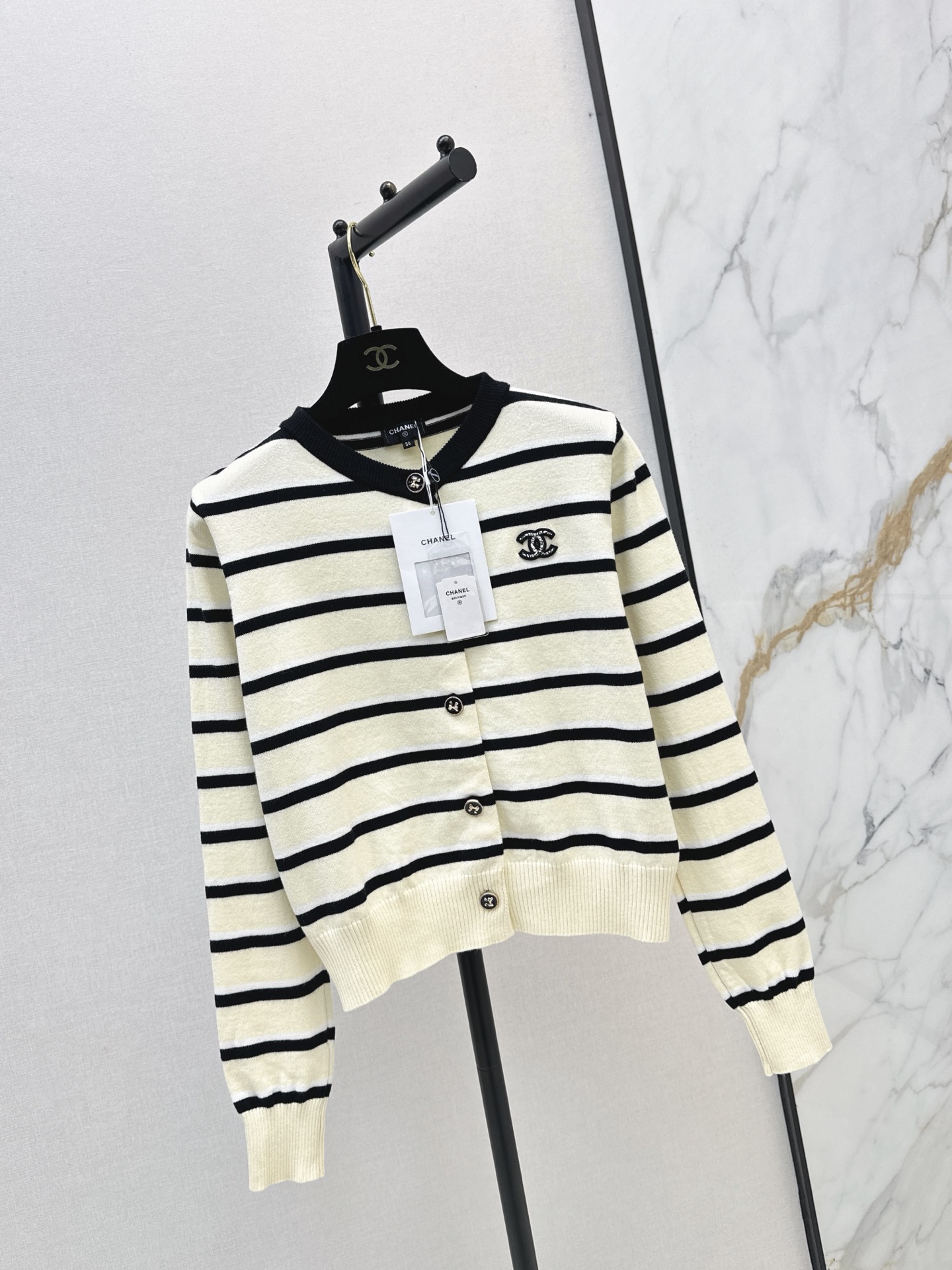 Chan 26fw stripe knit cardigan