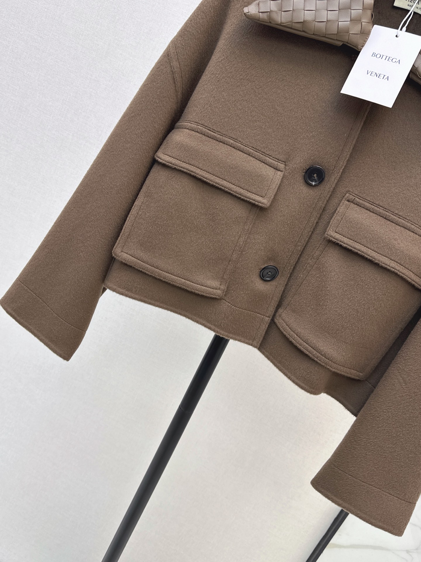 Bott 26fw leather woven neck cropped jacket