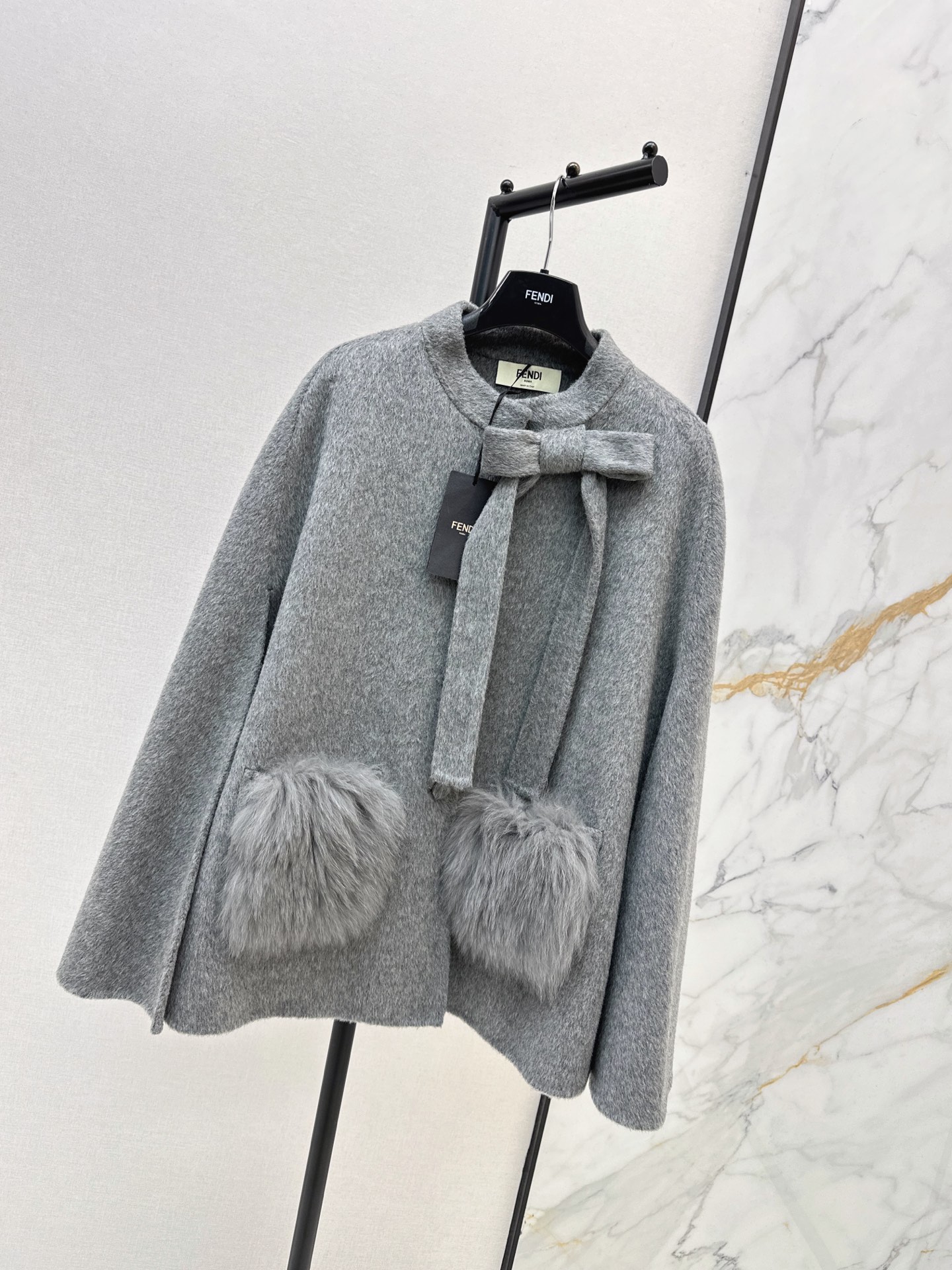 Fen 26fw woolen cape jacket