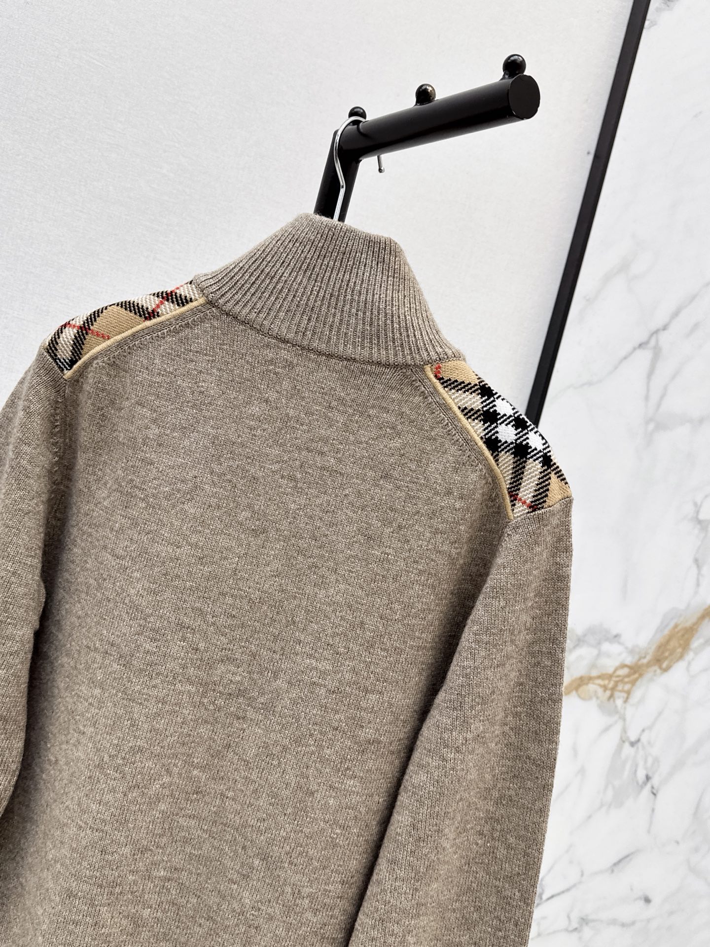 Burb 26fw check contract zipper jacket