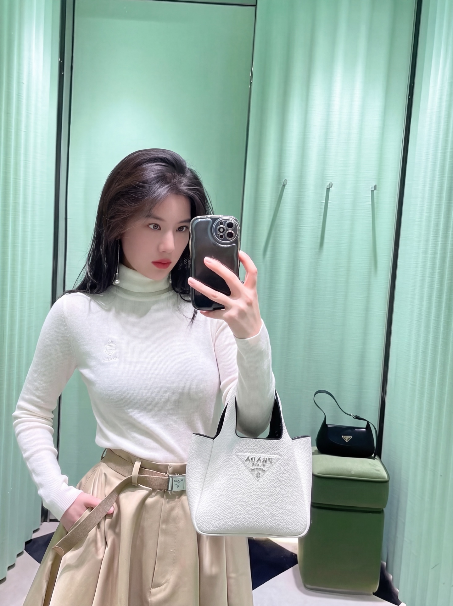 Pra 26fw knit high neck basic tee