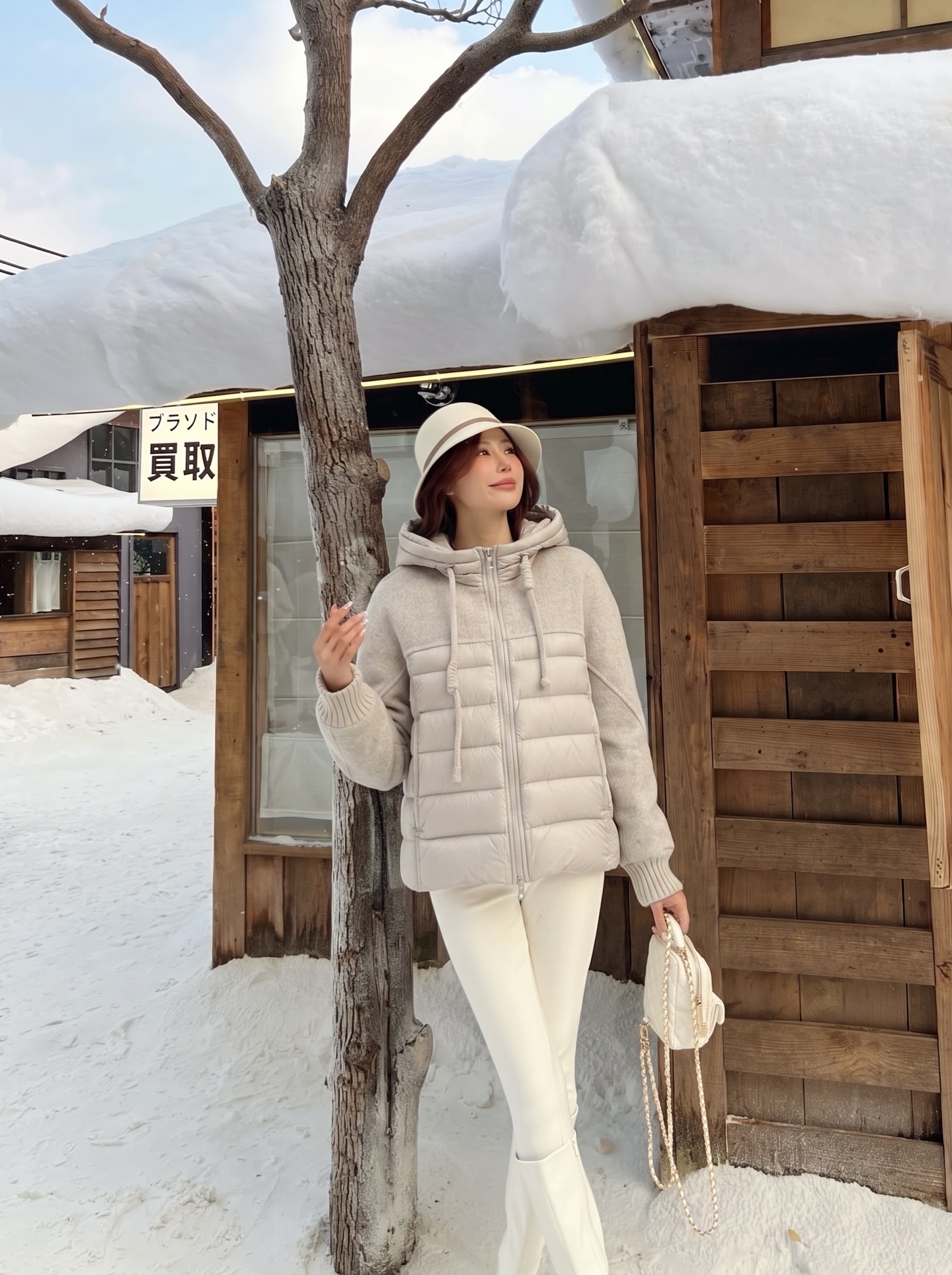 Max 26fw knit contract down jacket