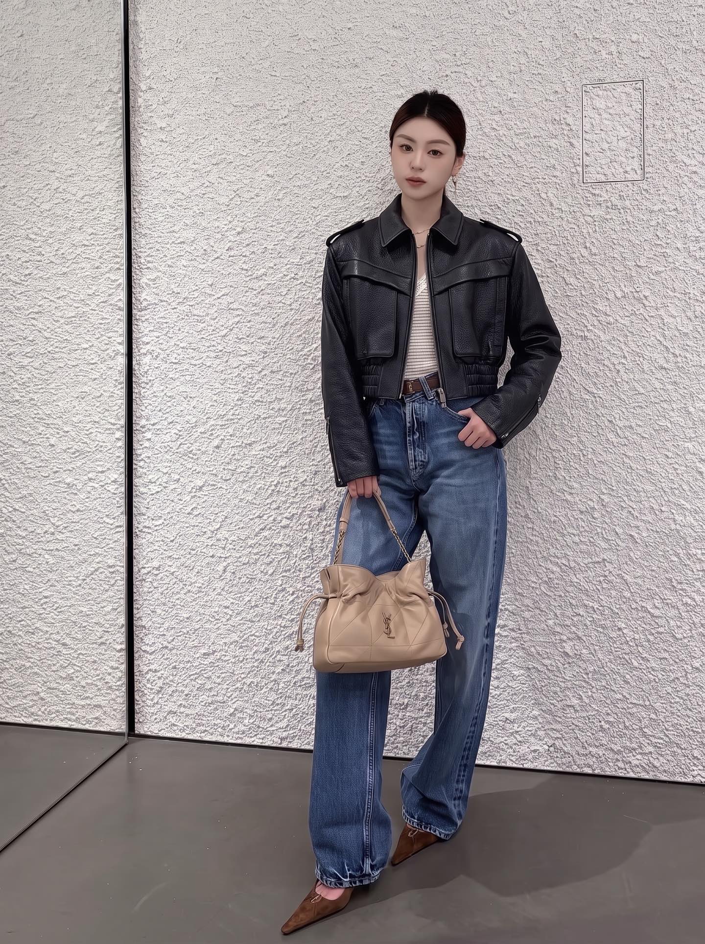 Sain 26fw cropped leather jacket