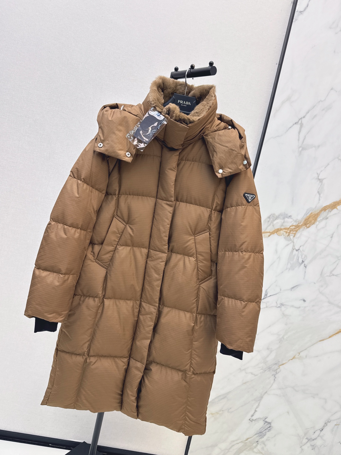 Pra 26fw hooded long down jacket