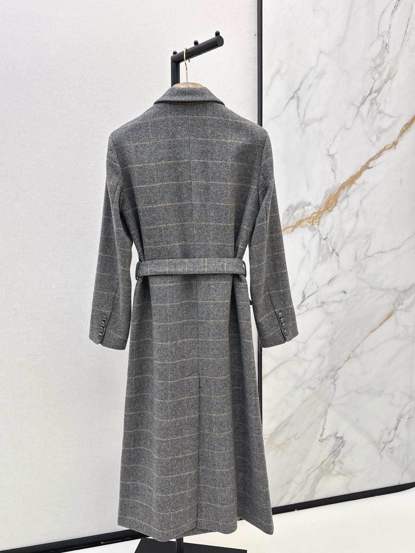 Brun 26fw belted check overcoats