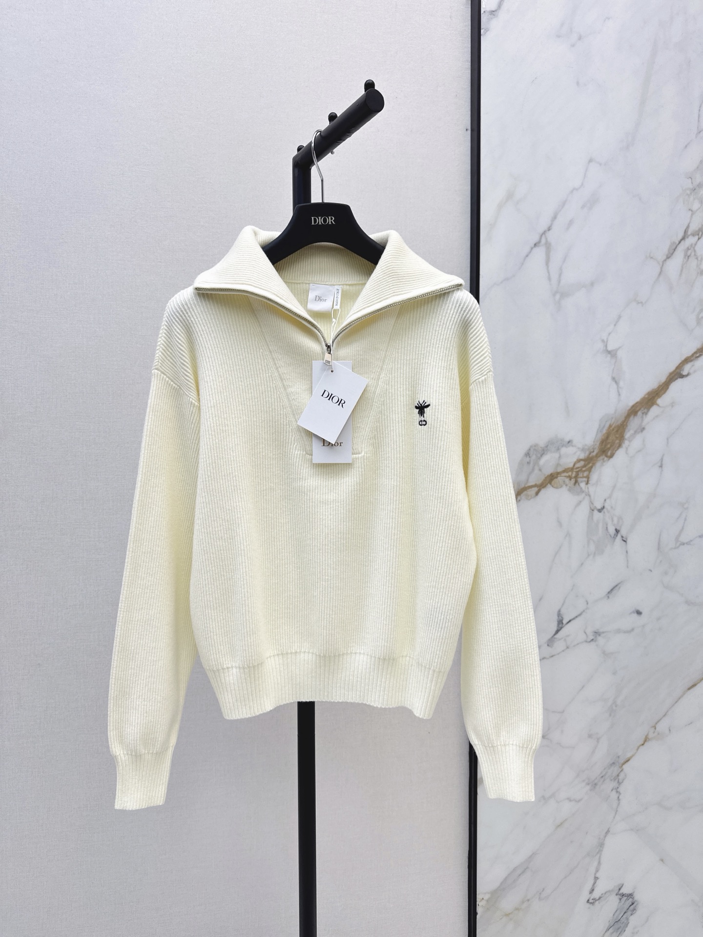 Chan 26fw zip-half knit sweater