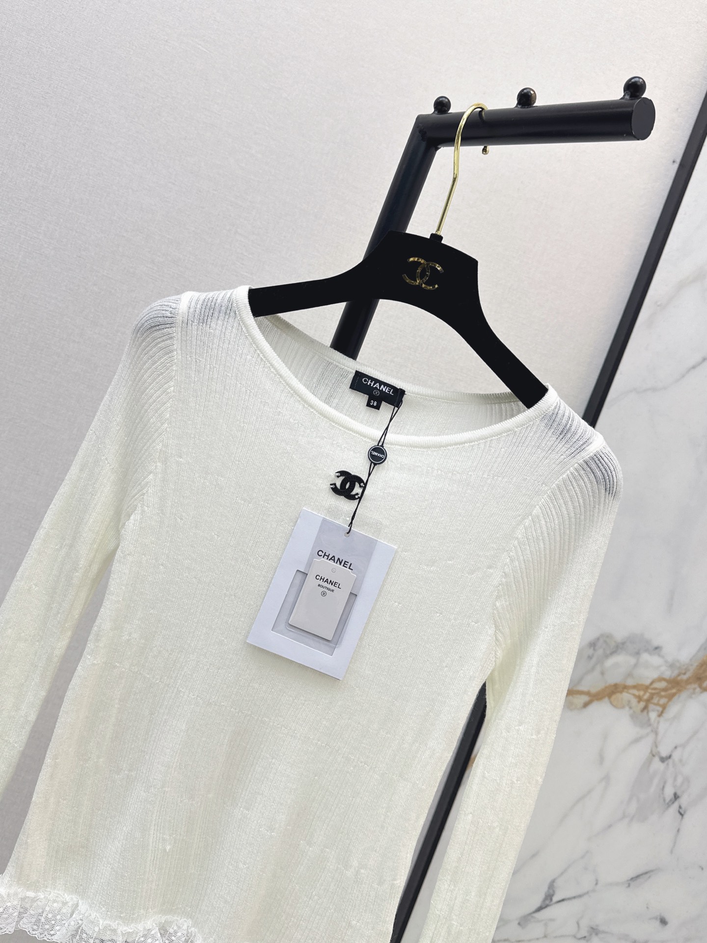 Chan 26fw lace trim knitwear