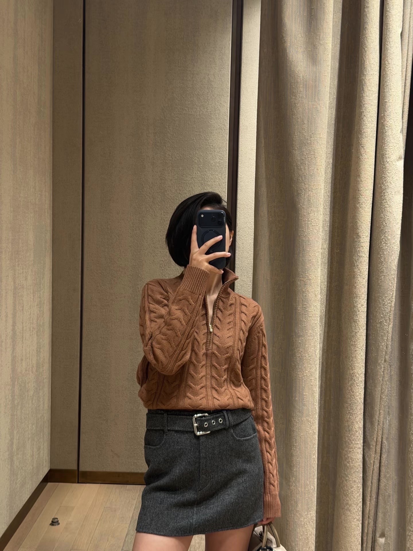 Max 26fw cable half-zip knit sweater