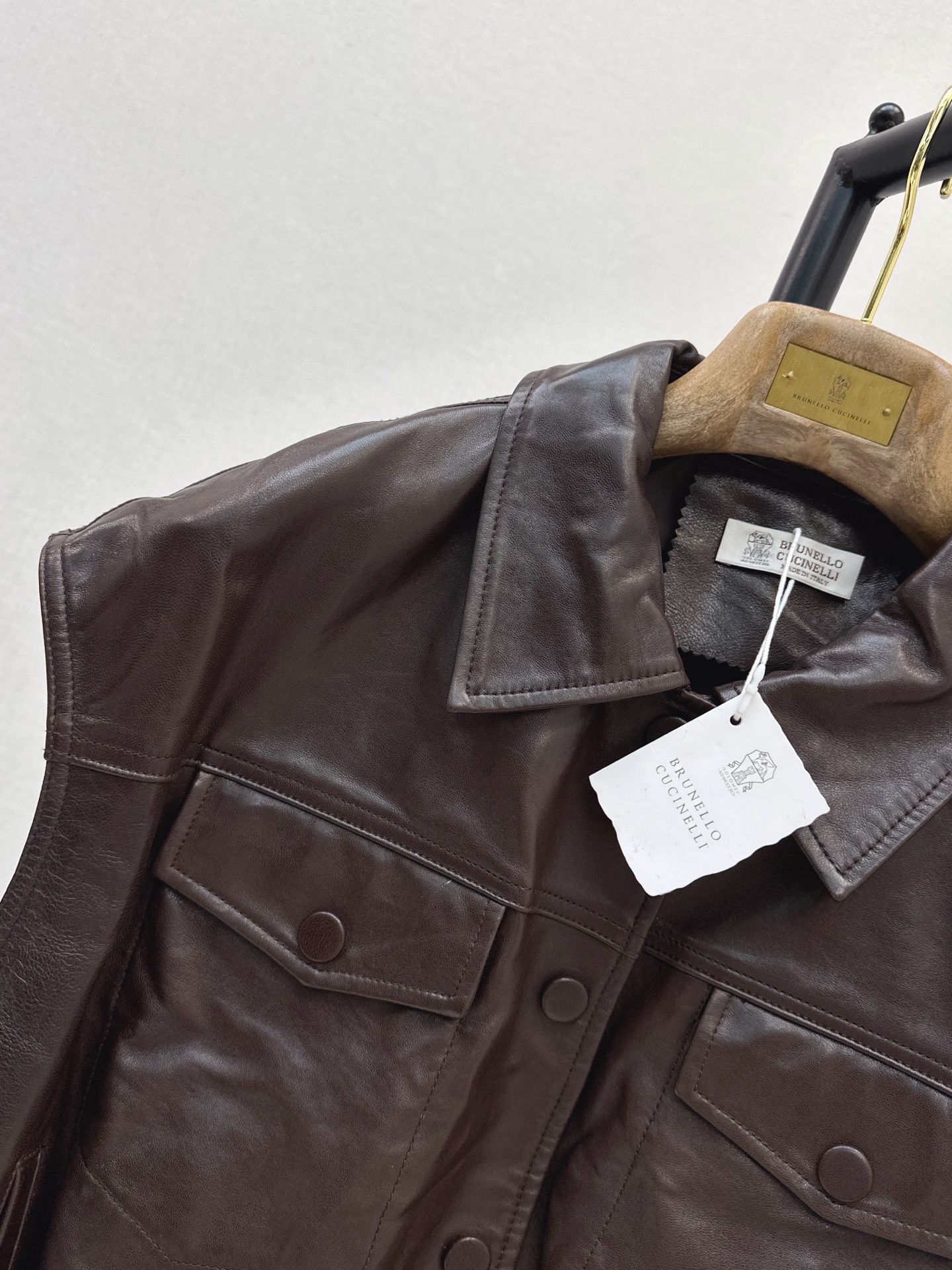 Brun 26fw leather vest jacket