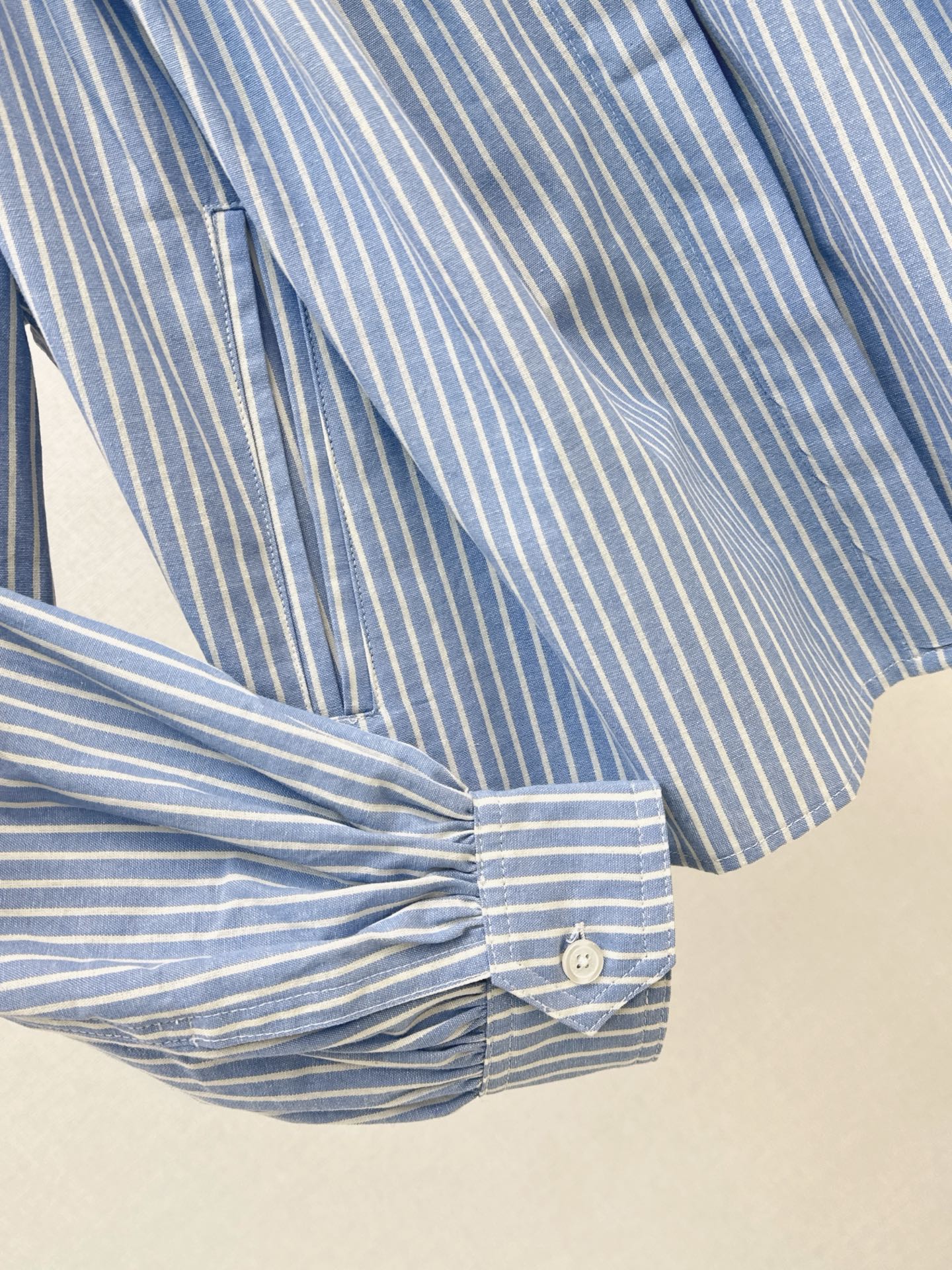 Chol 26fw stand collar stripe shirt