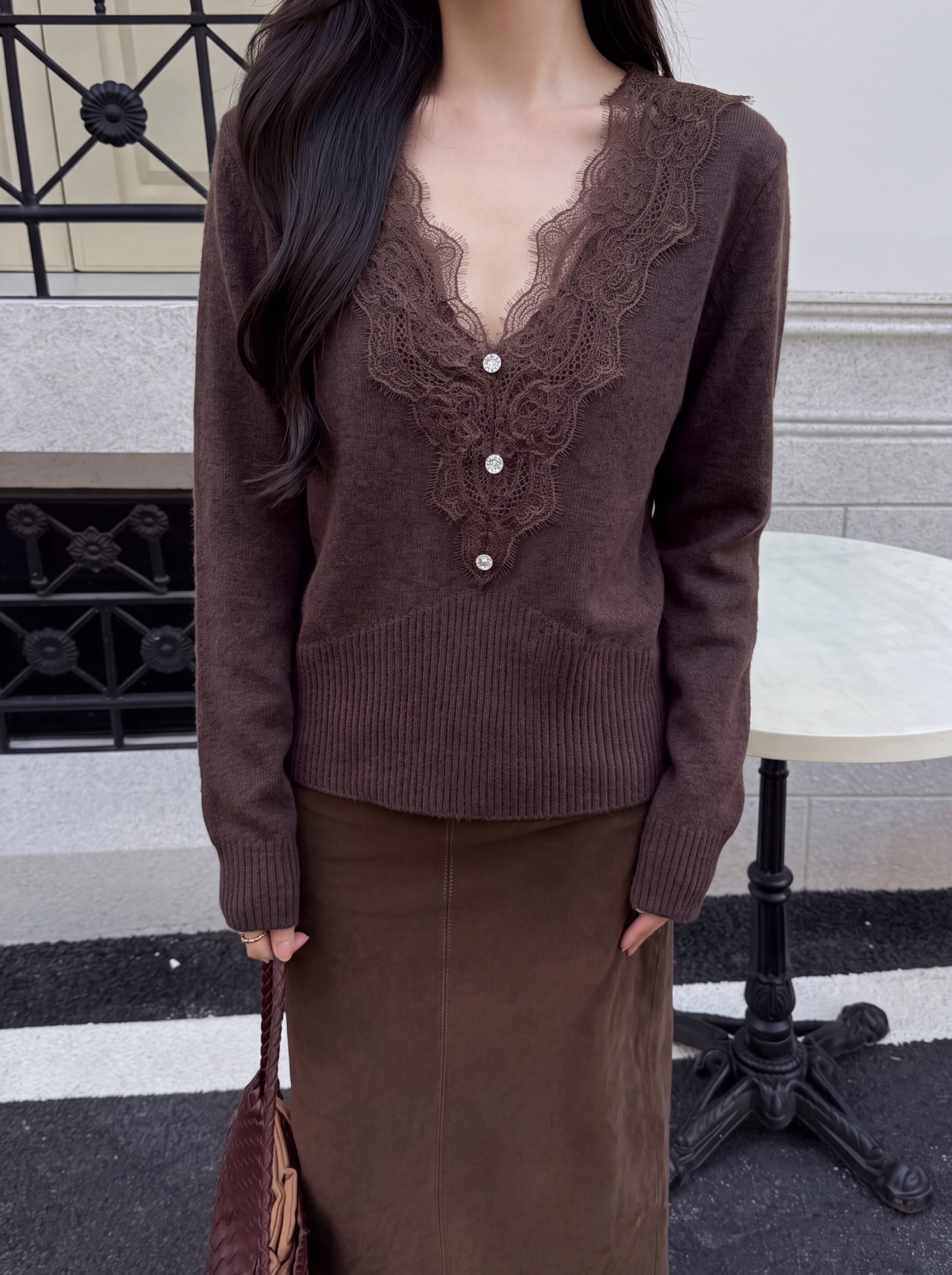ES 26fw lace wool basic tee