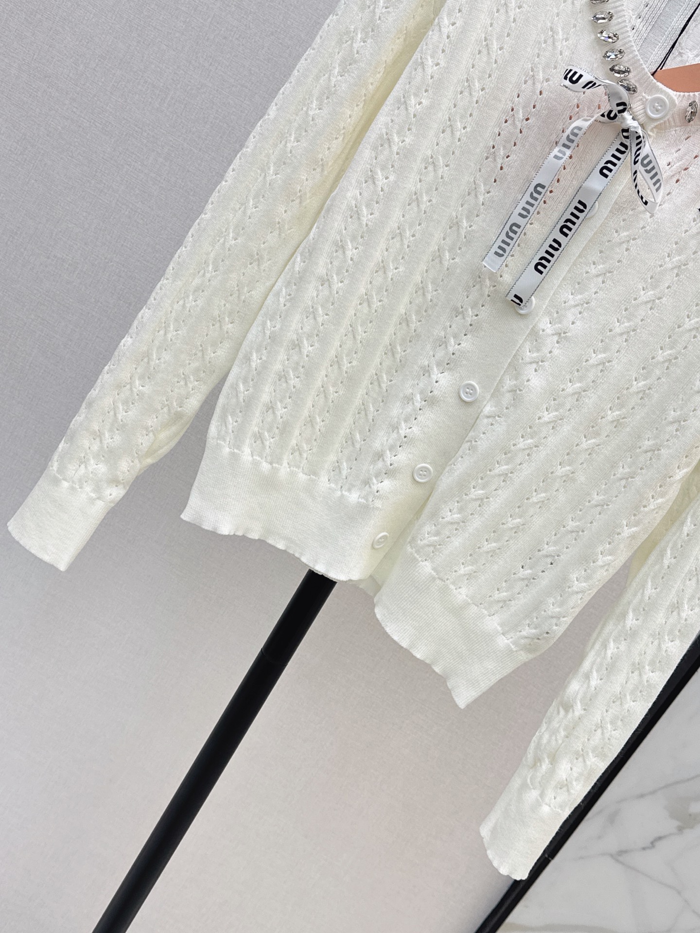 Miu 26fw cable knit cardigan