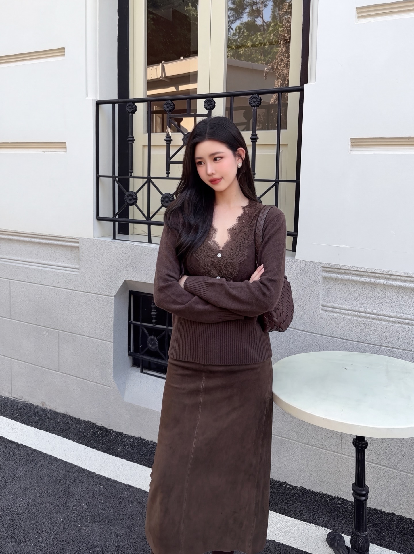 ES 26fw lace wool basic tee