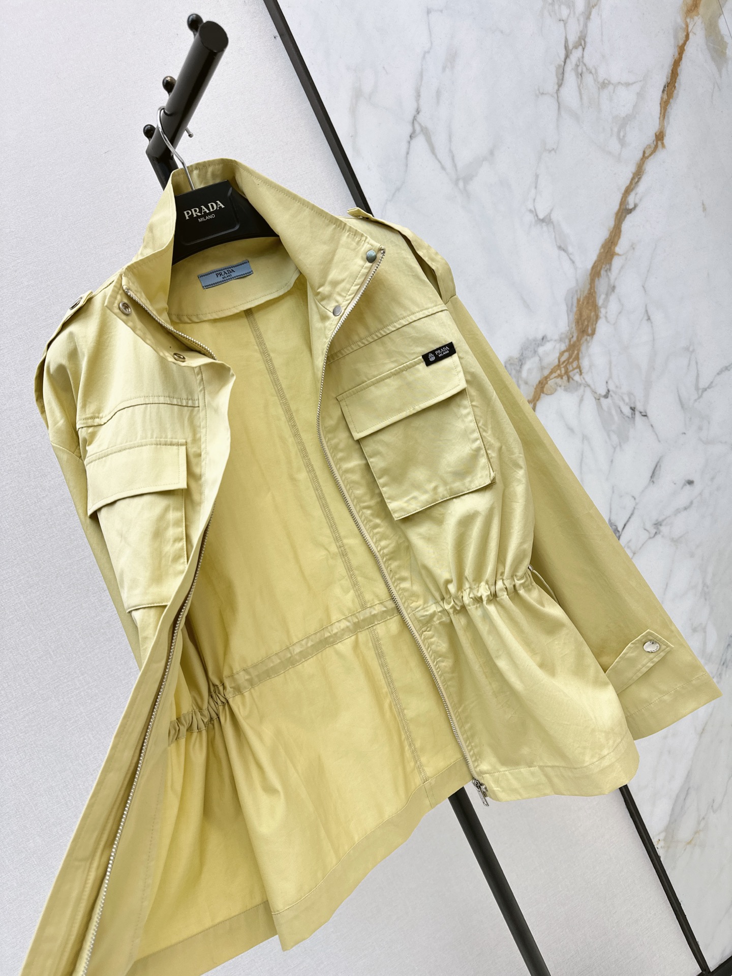 Pra 26fw drawstring stand collar jacket