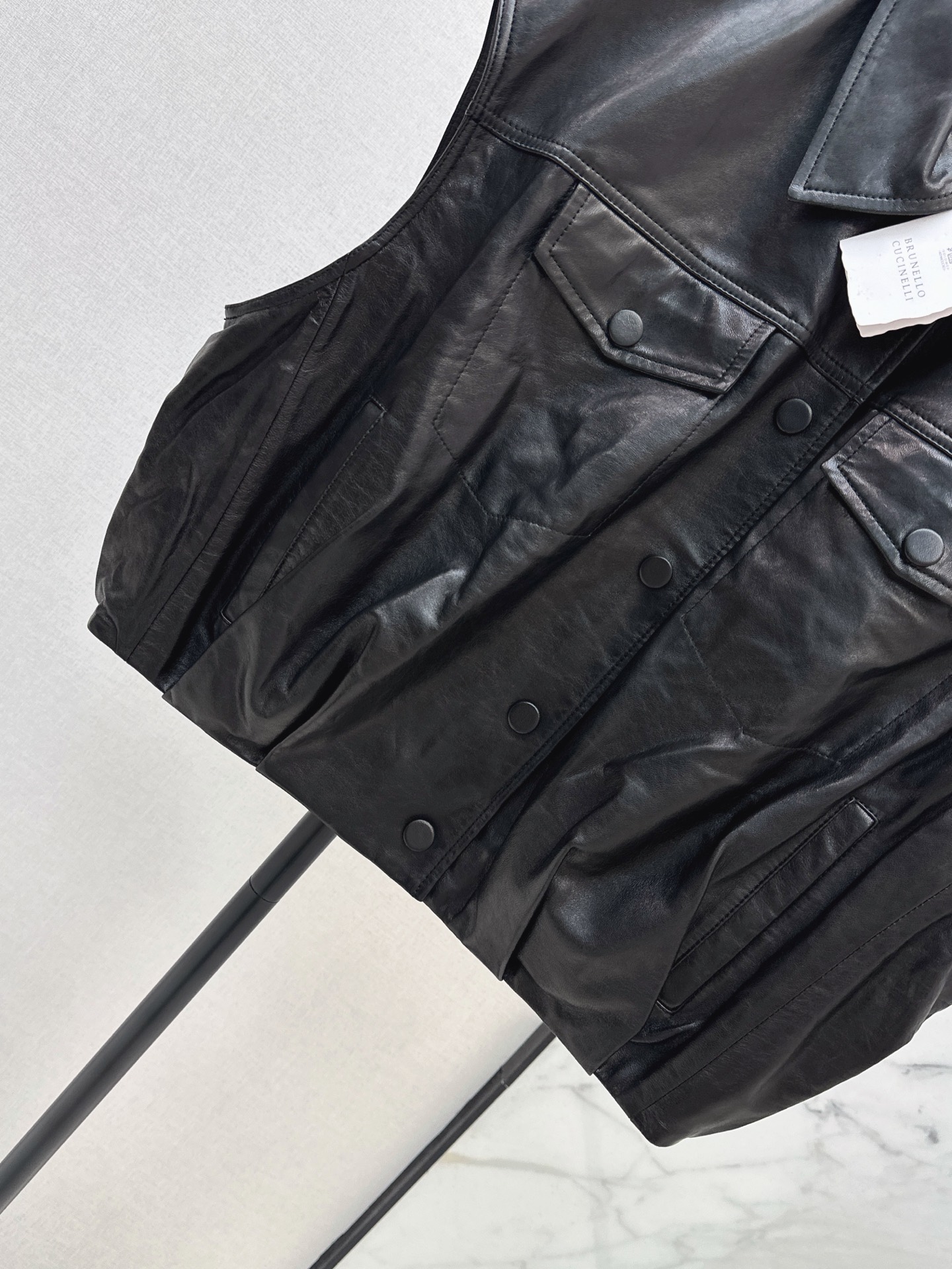 Brun 26fw leather vest jacket