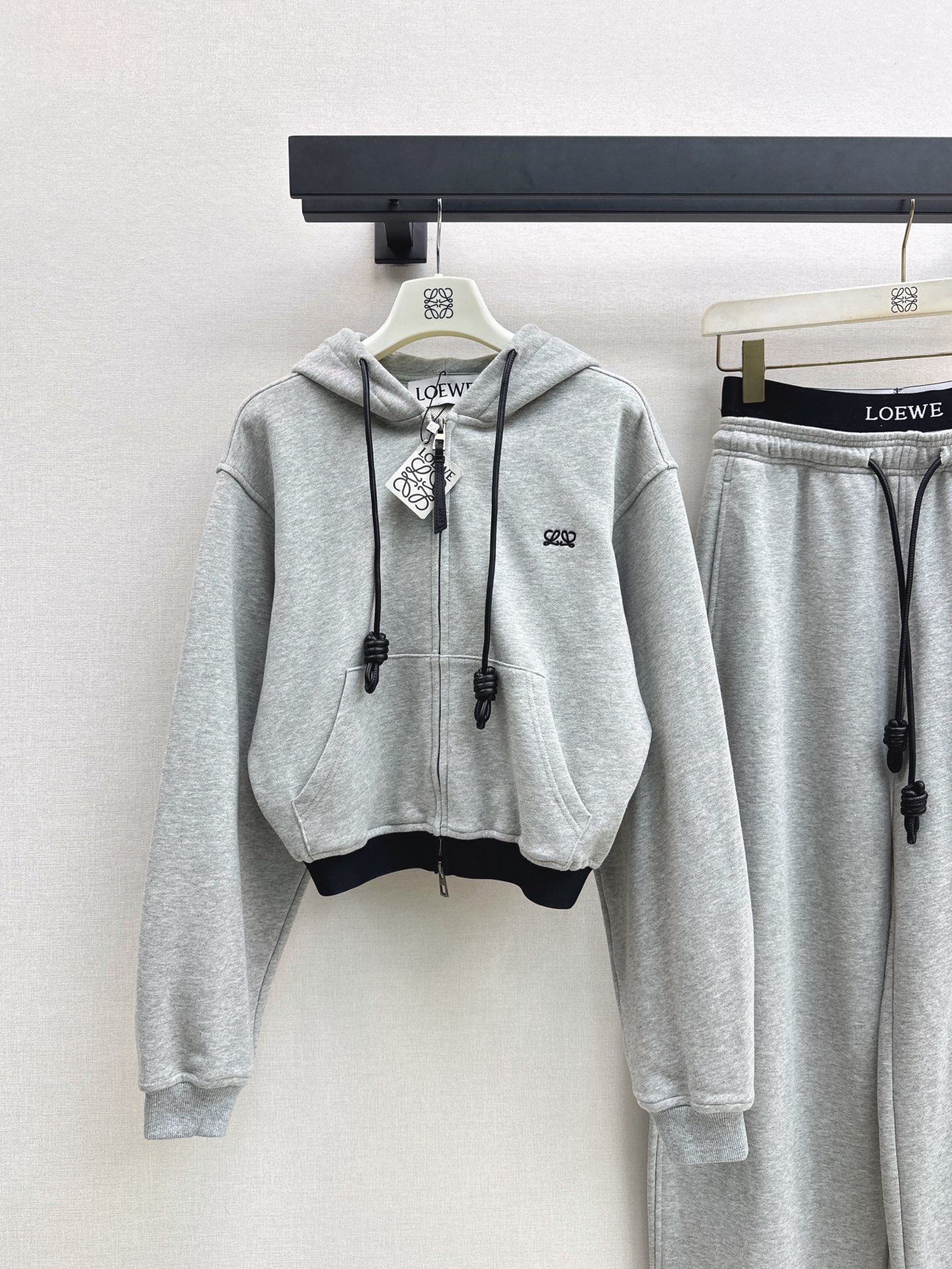 Loe 26fw hooded jacket wide-leg pants sets
