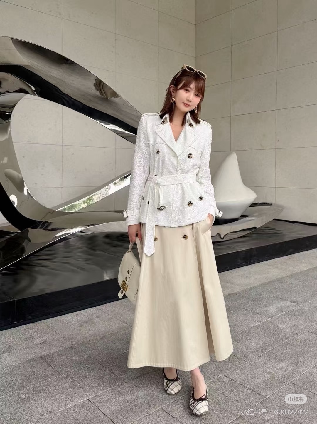 Bur 26fw lace cropped trench coats