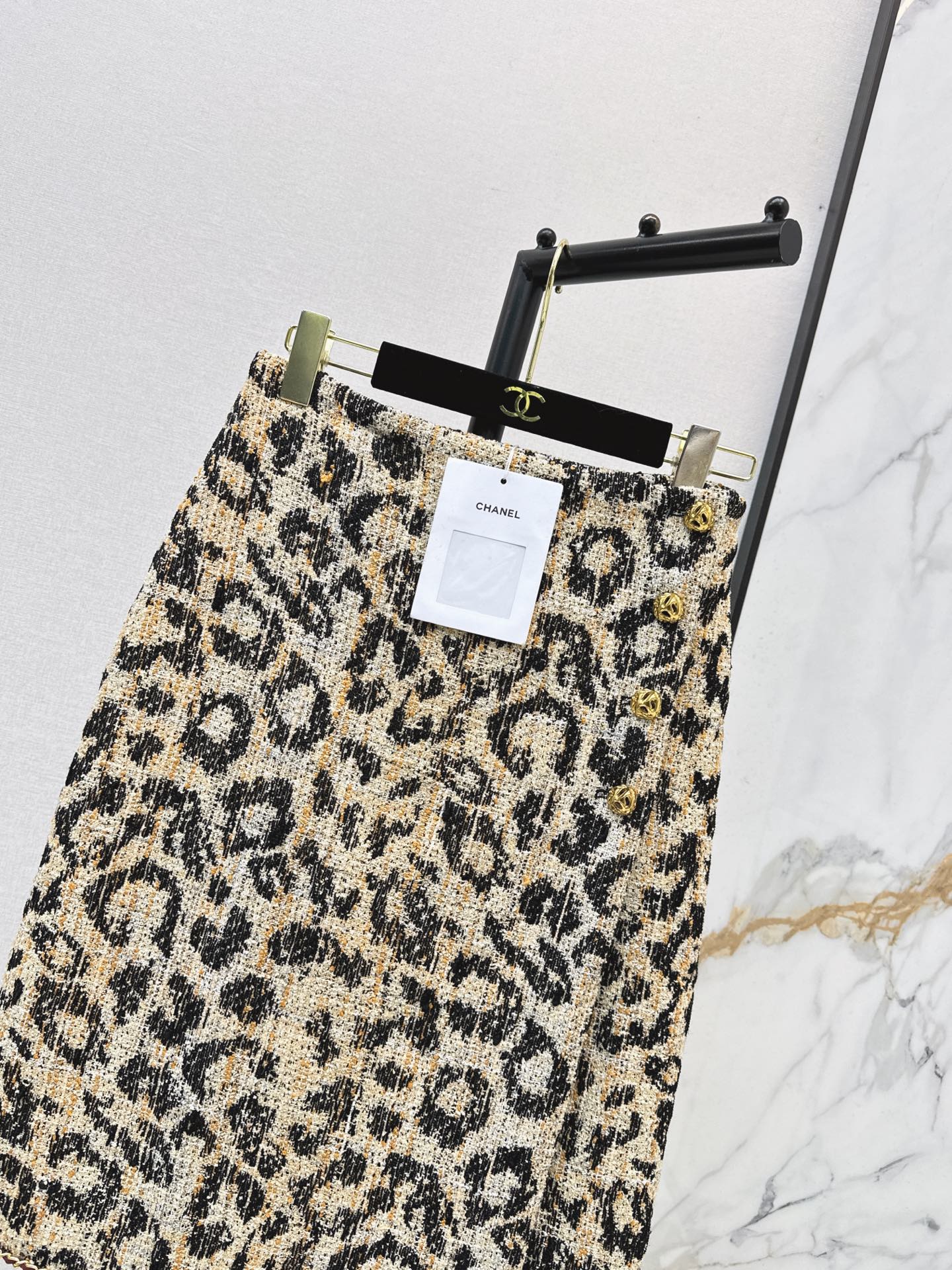 Chan 26fw leopard jacquard A-line skirt