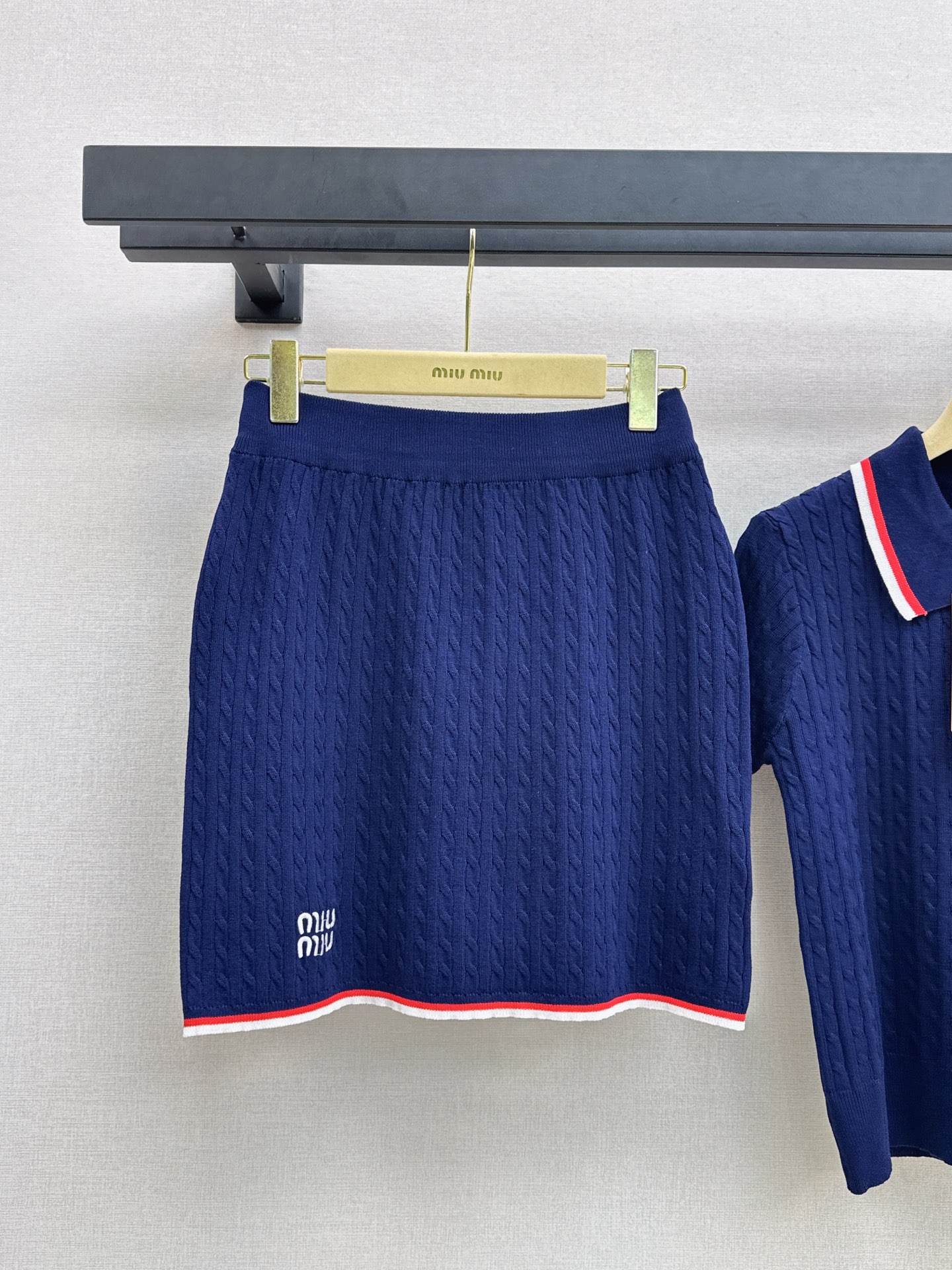Miu 26fw knit polo skirt sets