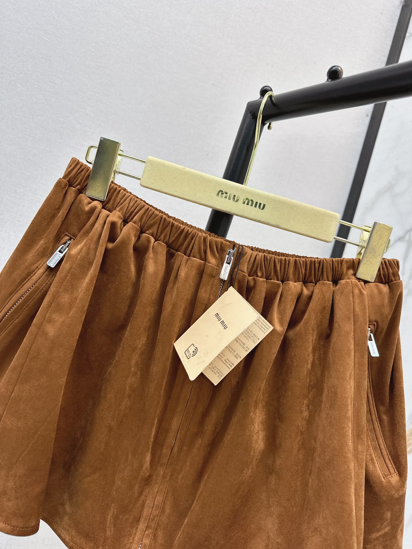 Miu 26fw suede-effect mini skirt