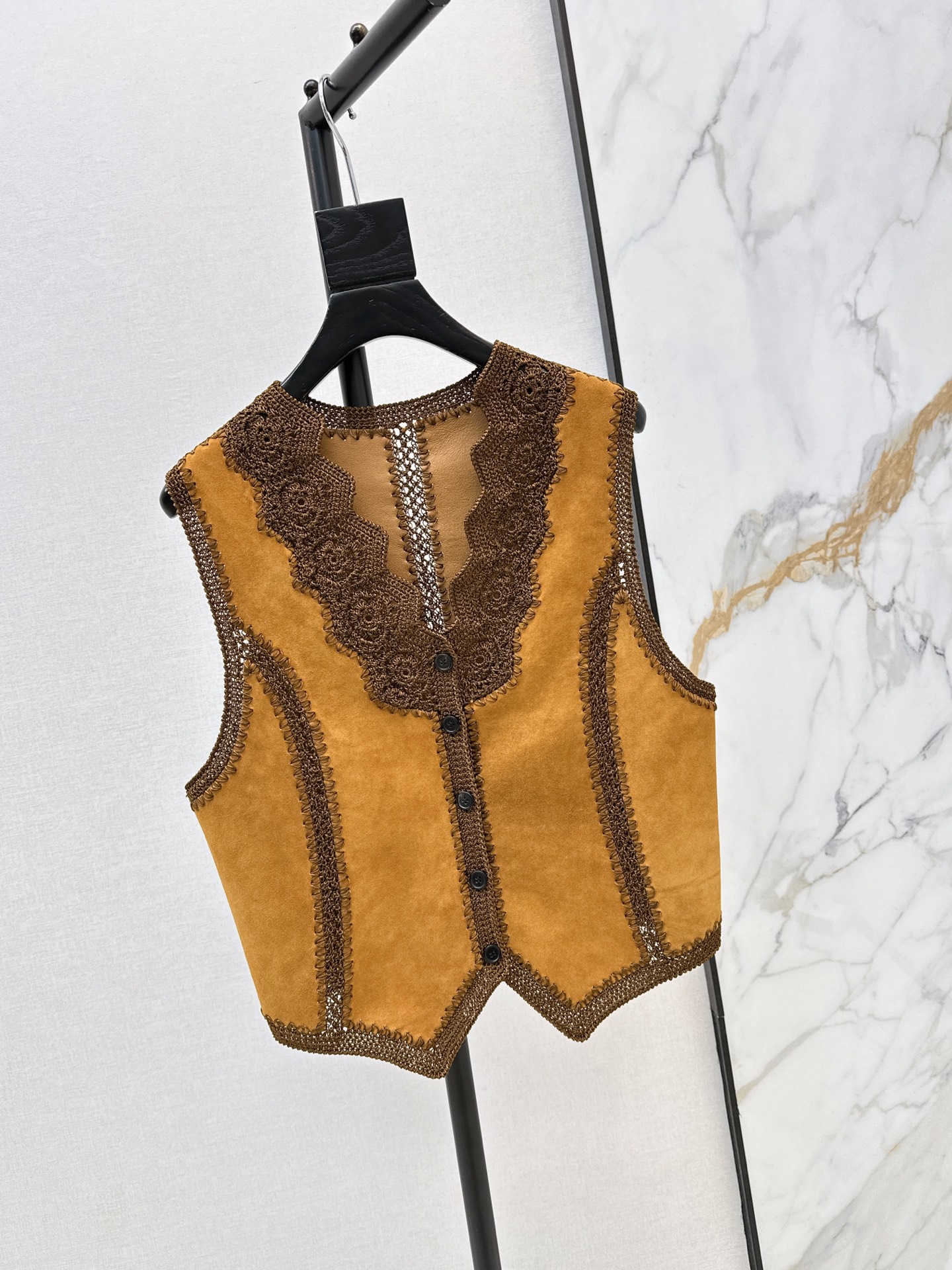 ES 26fw suede fleece leather vest