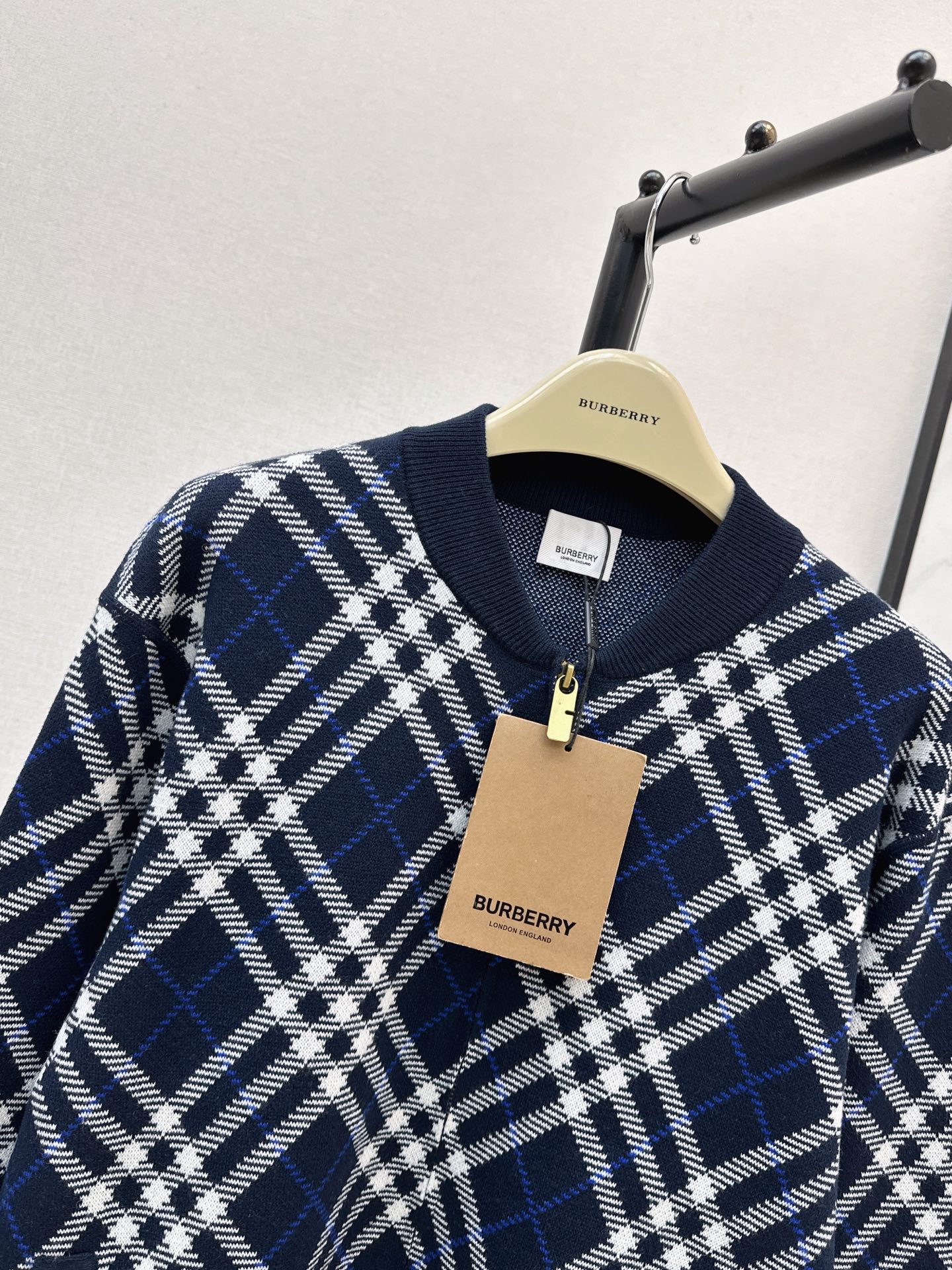 Bur 26fw check knit cardigan