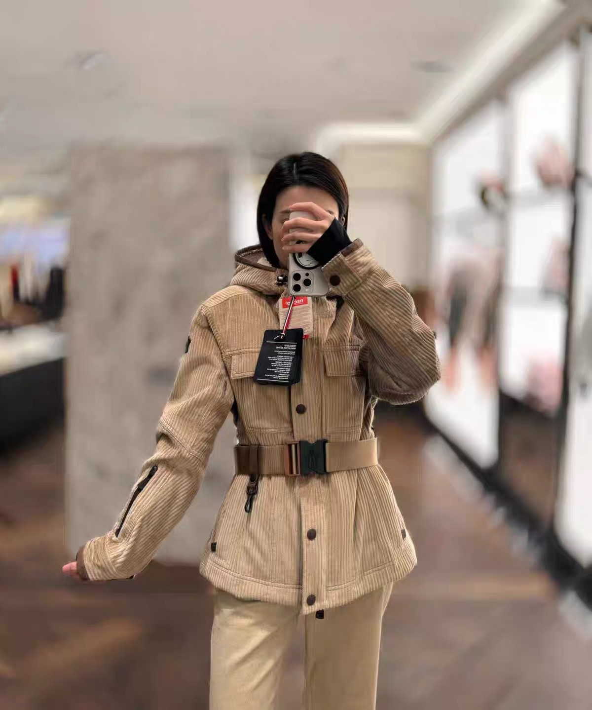 Monc 26fw coduroy hooded down jacket