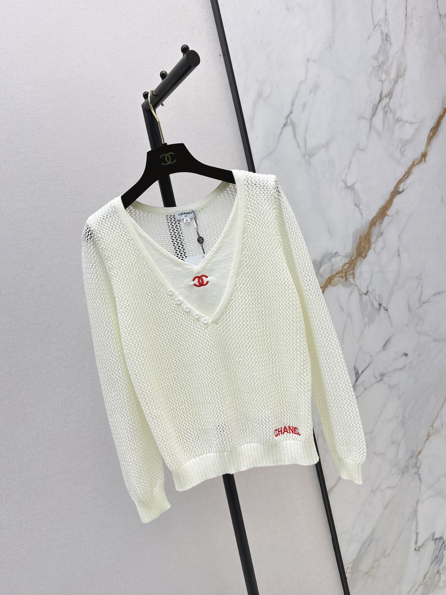 Chan 26fw 2in1 hollow knitwear