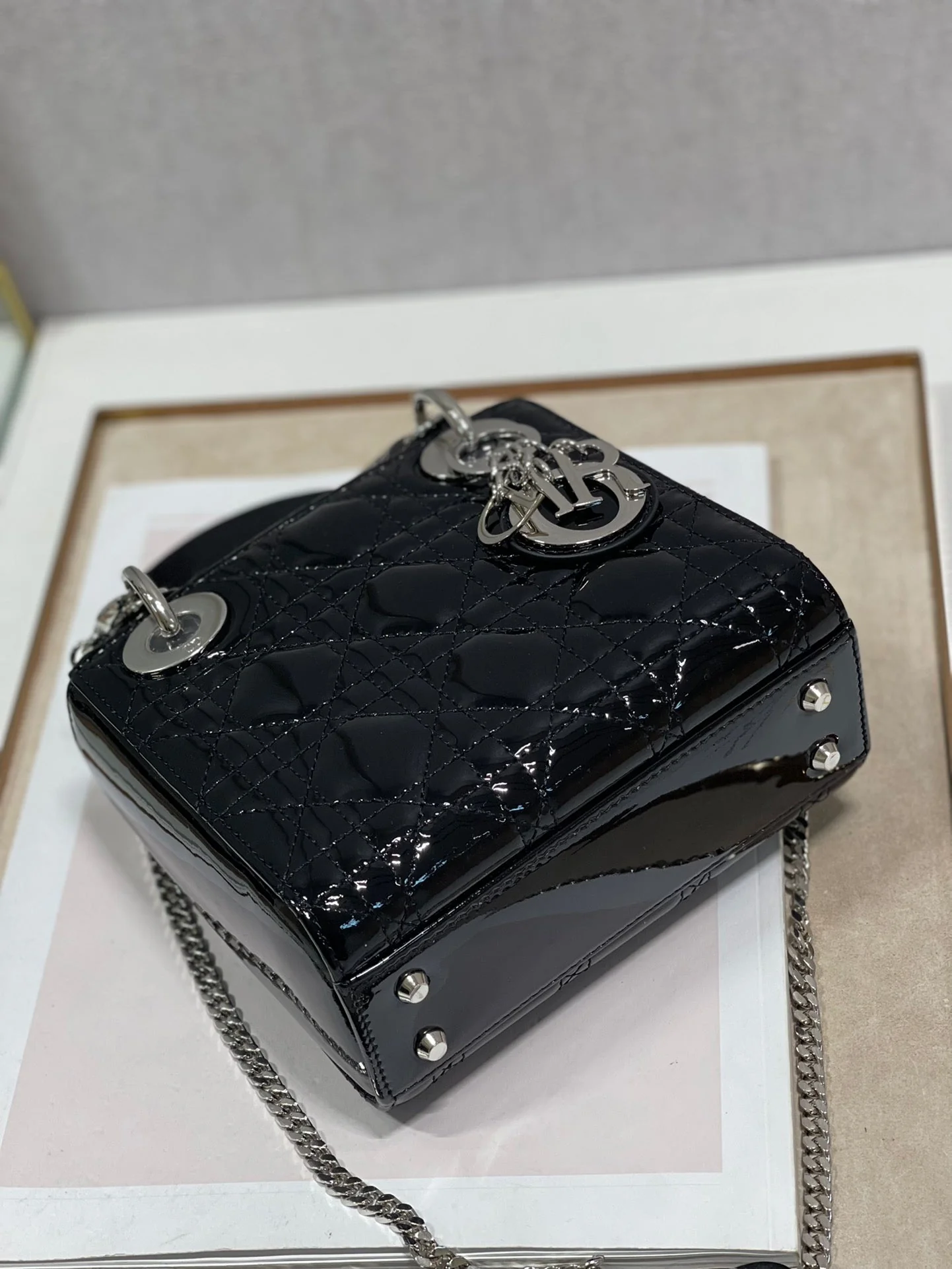 DO Mini & Small Lady Bag Black Patent Cannage Calfskin