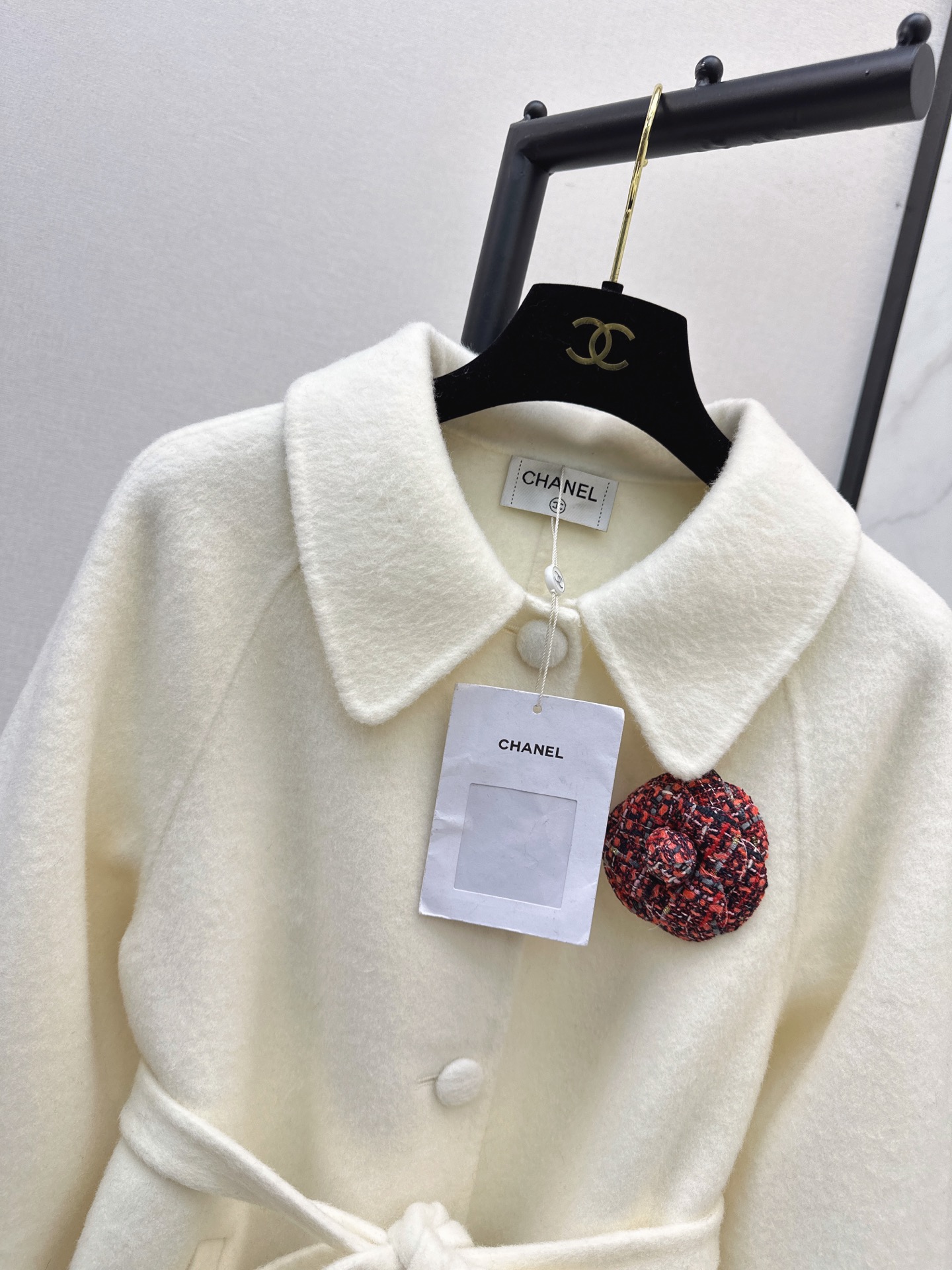 Chan 26fw 3d floarl belted overcoats